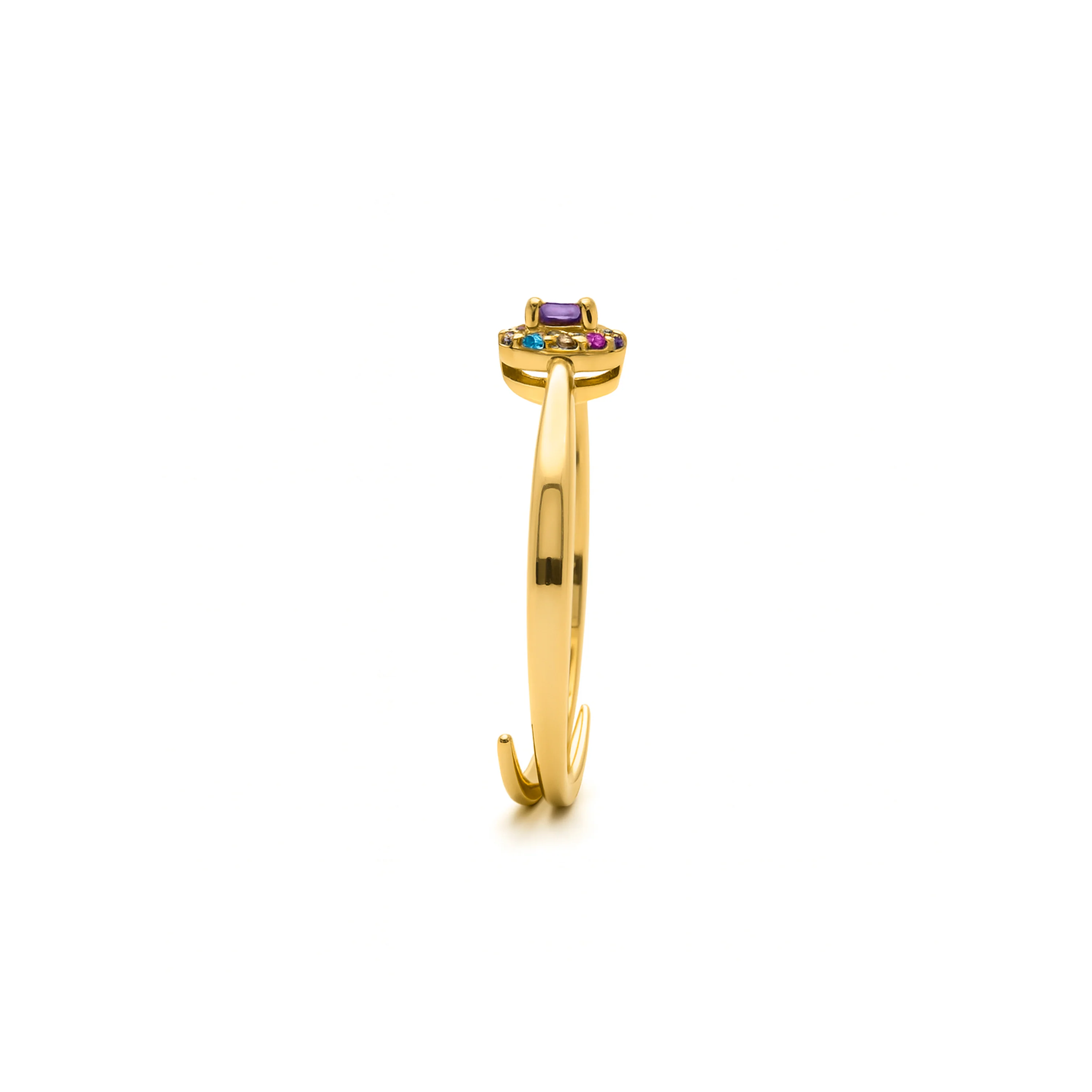 Anillo de Plata de Ley 925 y Circonita Multicolor acabado en oro amarillo 18k - Aldra - Image 3