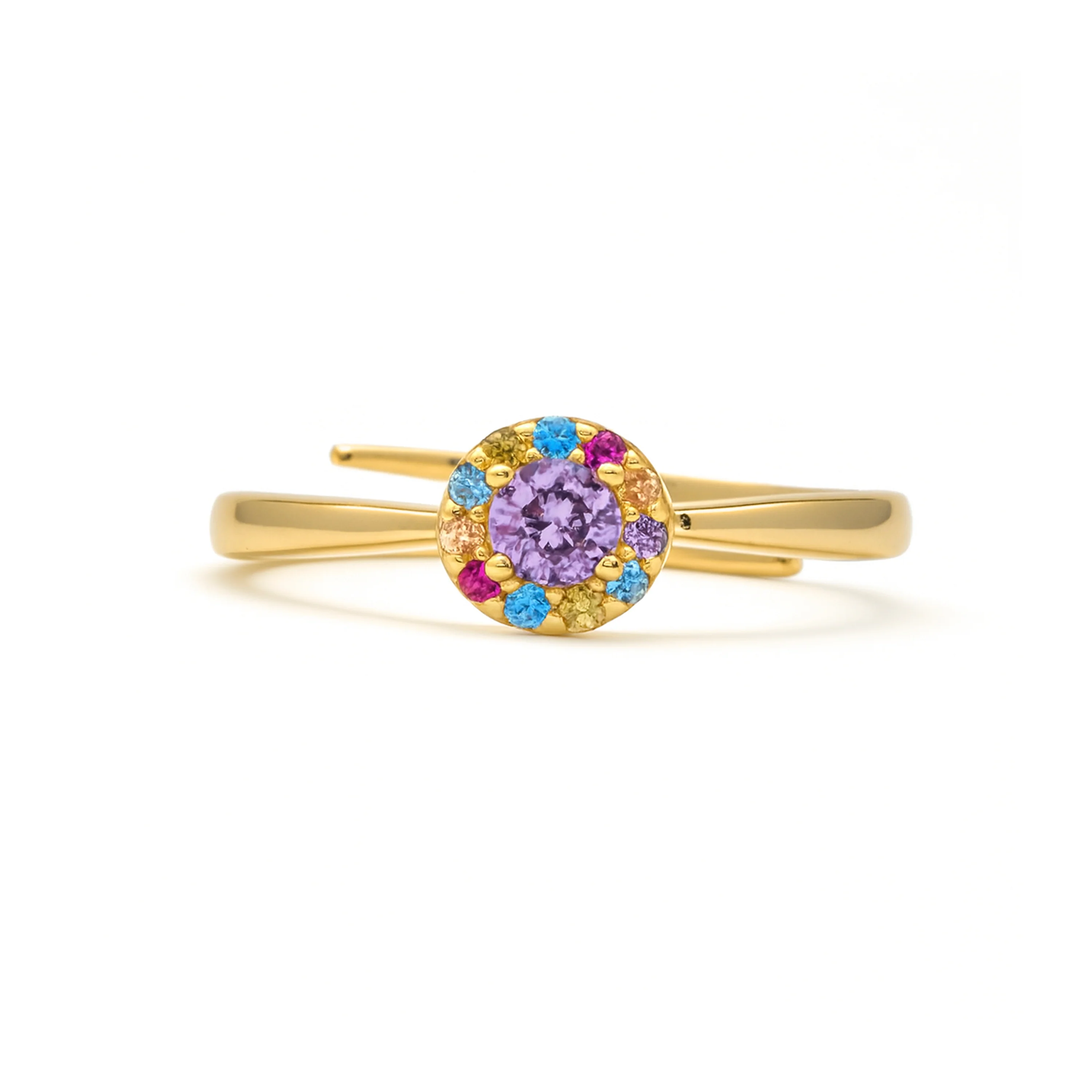 Anillo de Plata de Ley 925 y Circonita Multicolor acabado en oro amarillo 18k - Aldra - Image 5