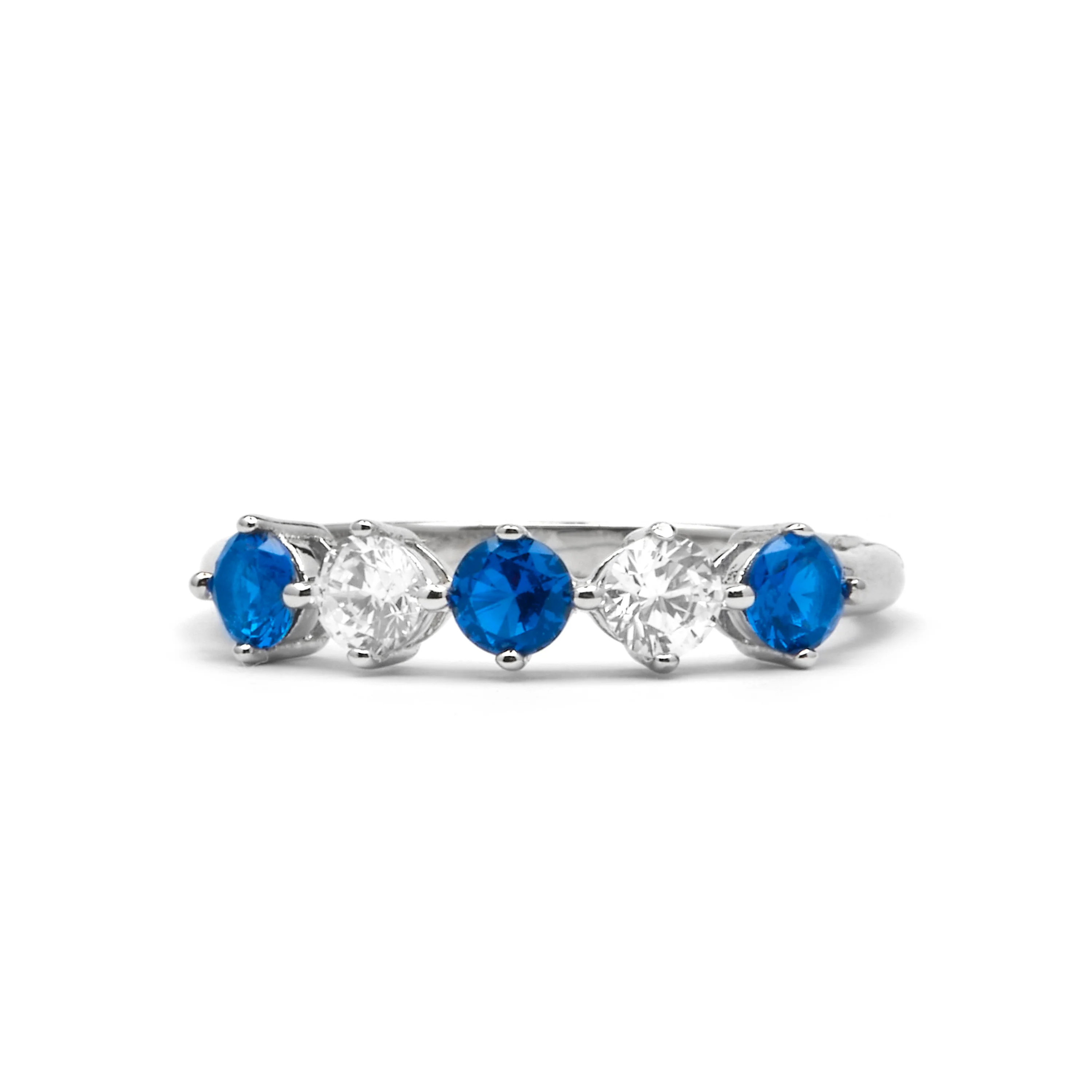 Anillo de Plata de Ley 925 y Circonita Topacio Azul acabado rodio - Alneth - Image 3