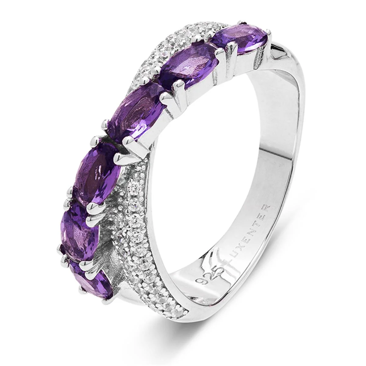 Anillo Baowen plata y amatista Cz - Baowen MORADO