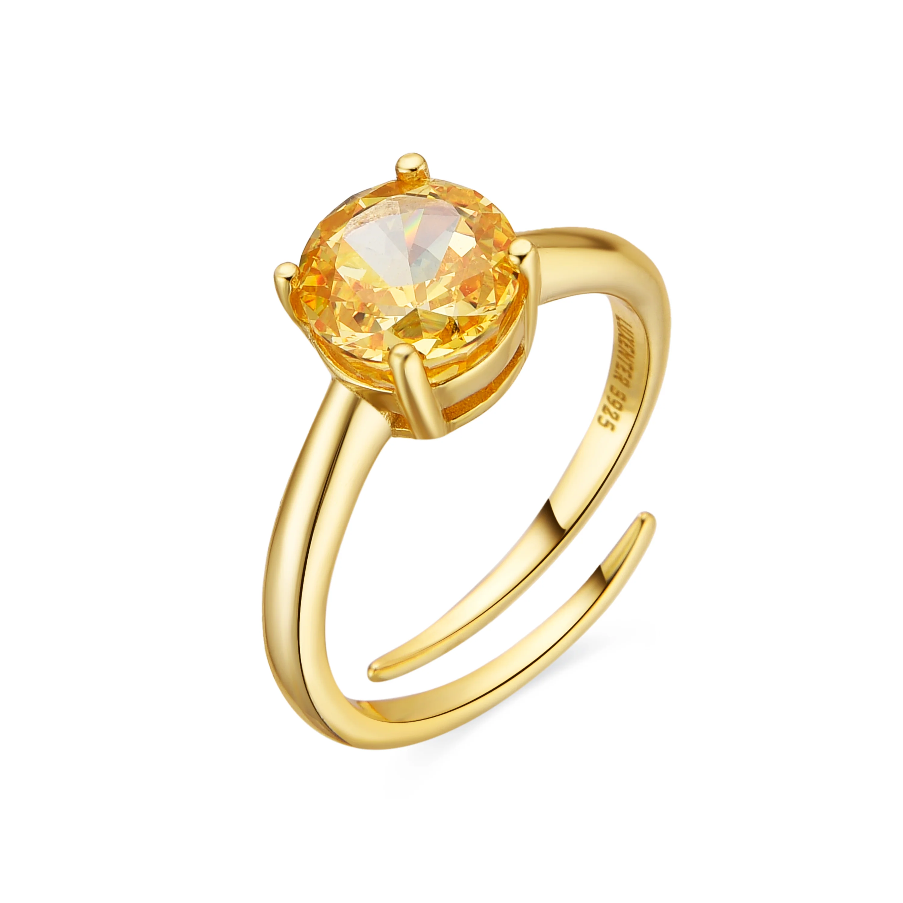 Anillo de Plata de Ley 925 y Padparadscha acabado oro 18k - Baran