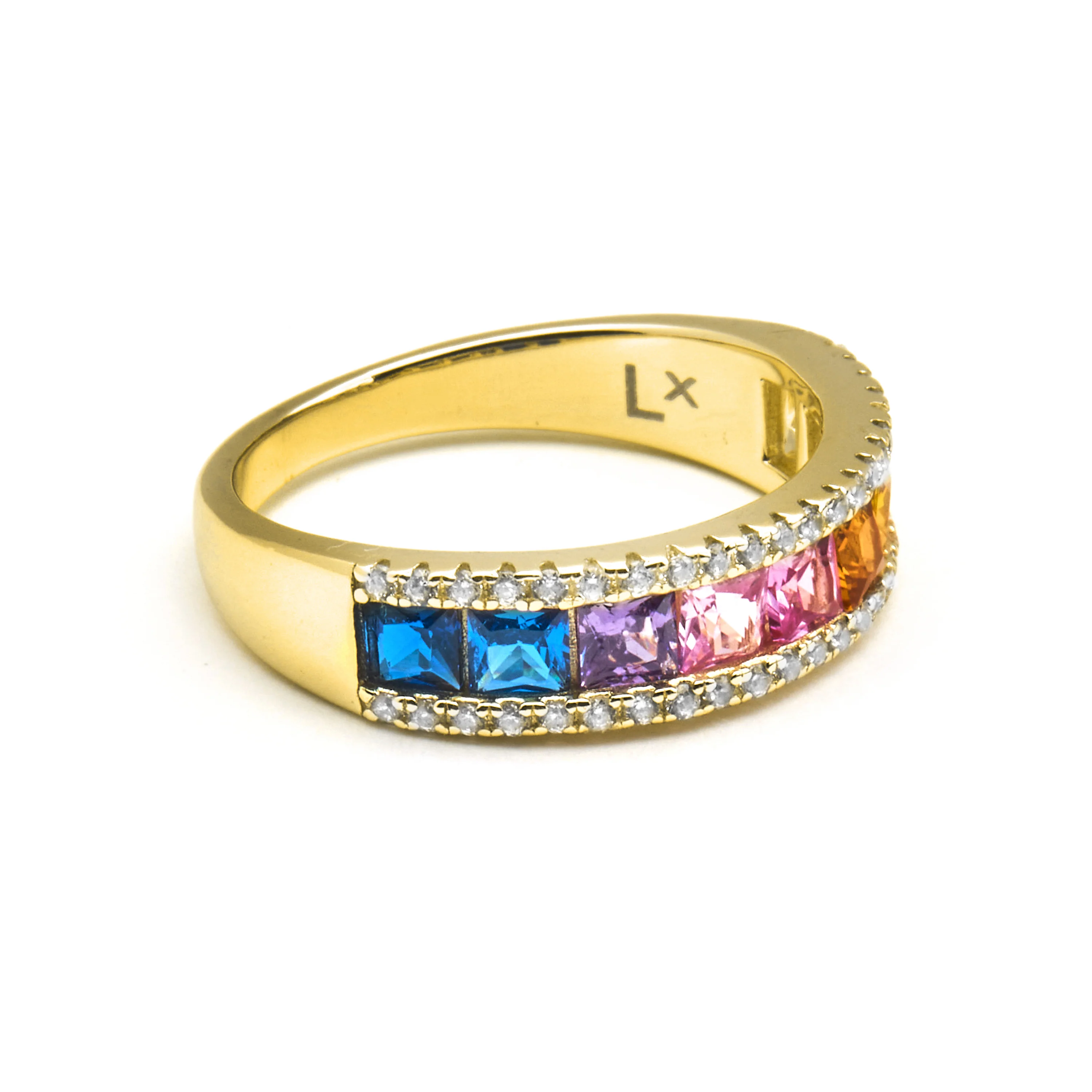 Anillo de Plata de Ley 925 y Circonita Multicolor acabado oro 18k - Bhaime - Image 5