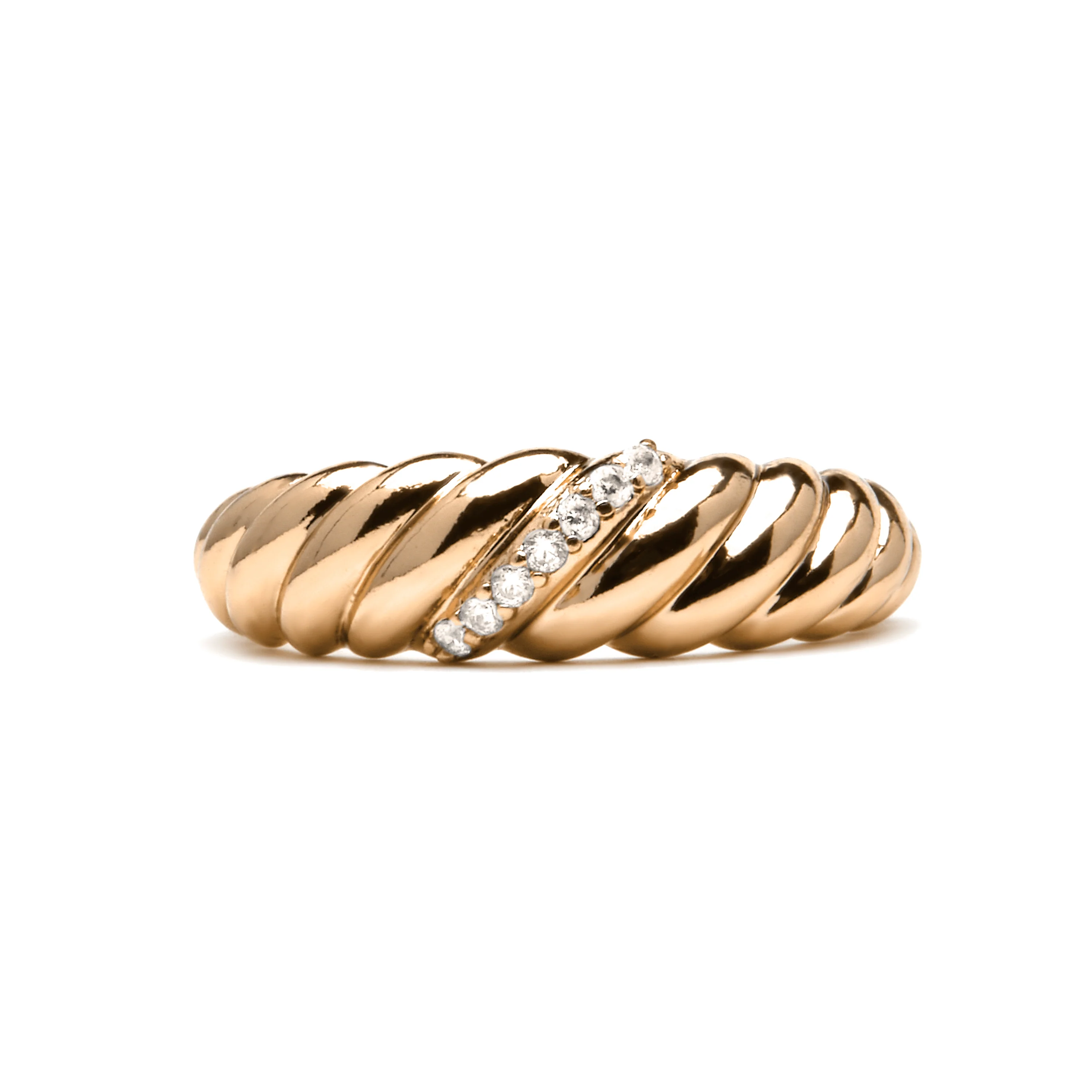 Anillo acabado oro amarillo de 18k y Circonita Brillante - Bododo - Image 4
