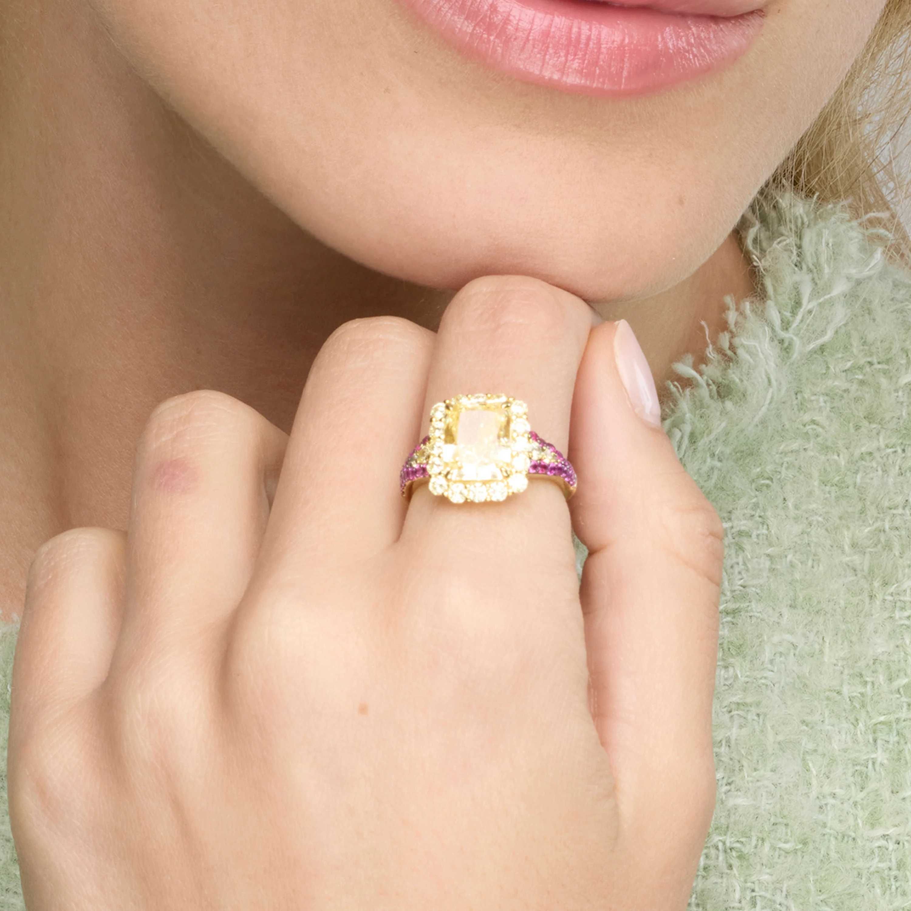 Anillo de Plata de Ley 925 y Padparadscha acabado oro amarillo de 18k - Cabel - Image 4