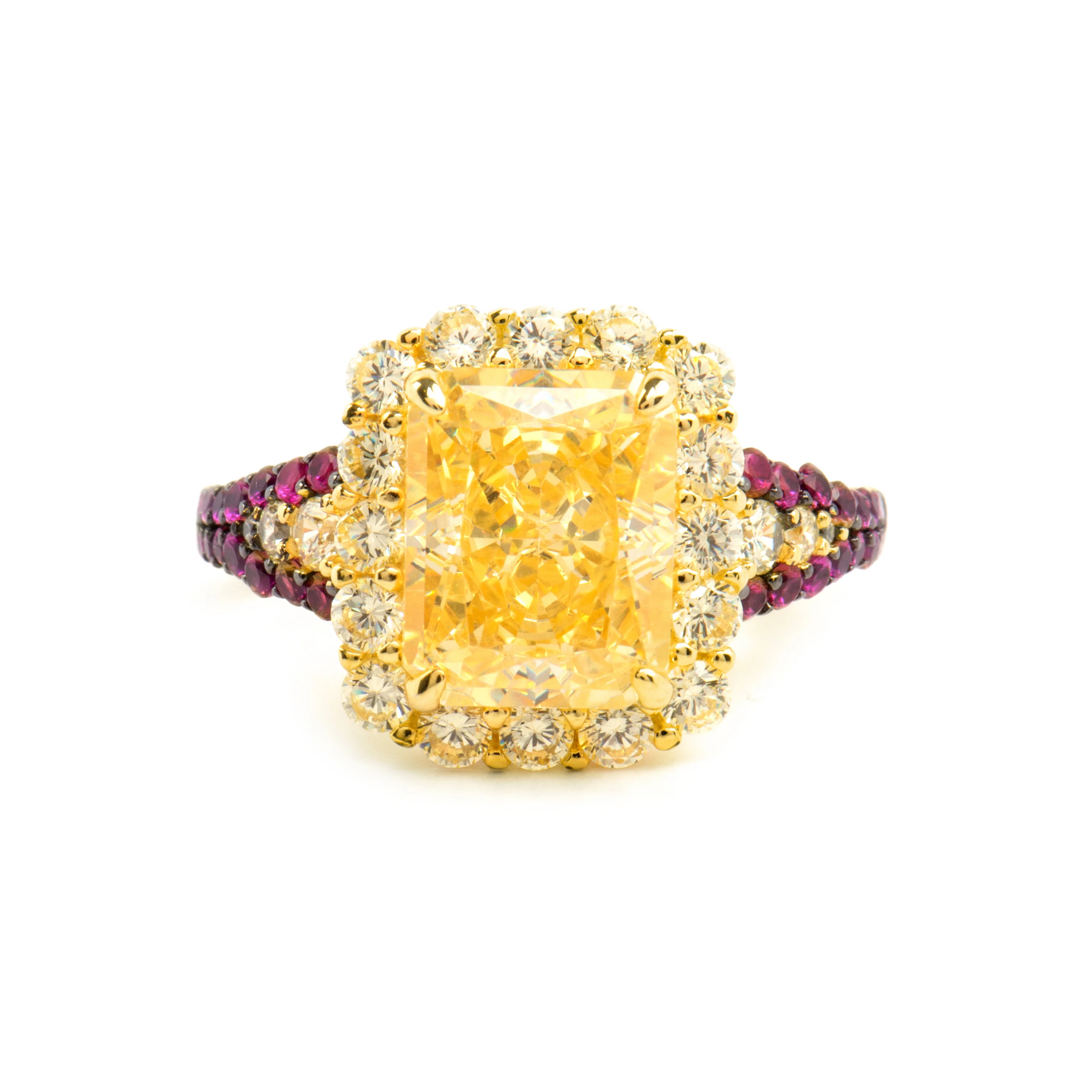 Anillo de Plata de Ley 925 y Padparadscha acabado oro amarillo de 18k - Cabel - Image 5