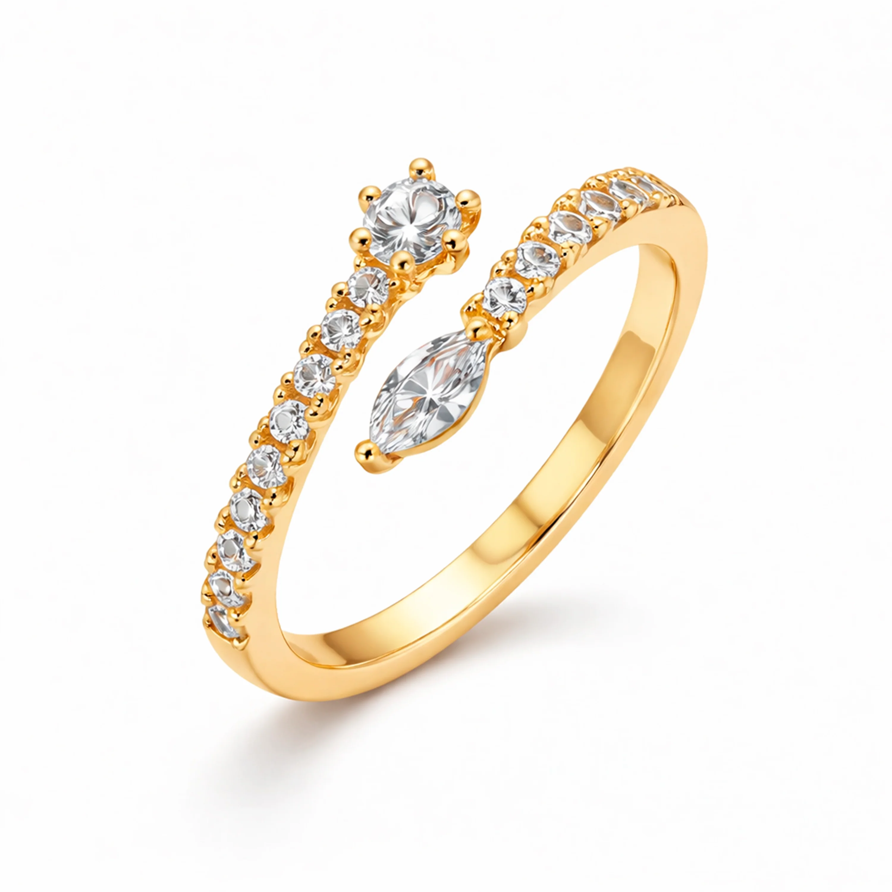 Anillo con Circonita Brillante acabado en oro amarillo de 18k - Guewa