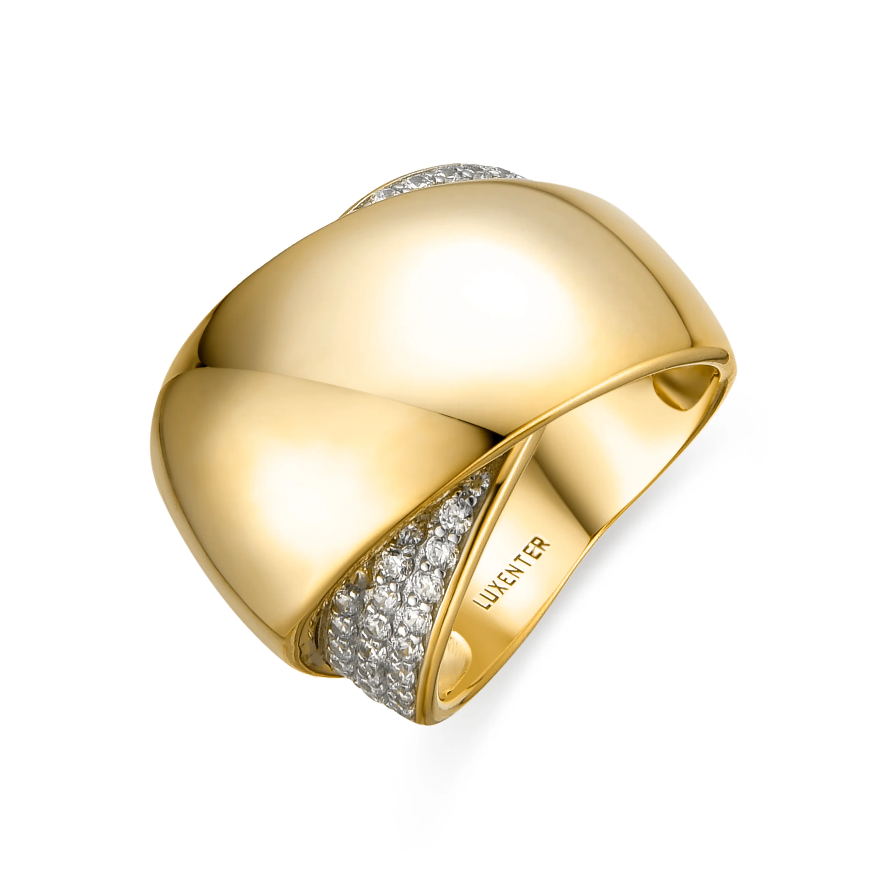 Anillo de Plata de Ley 925 y Circonita Brillante acabado oro amarillo de 18k - Copim