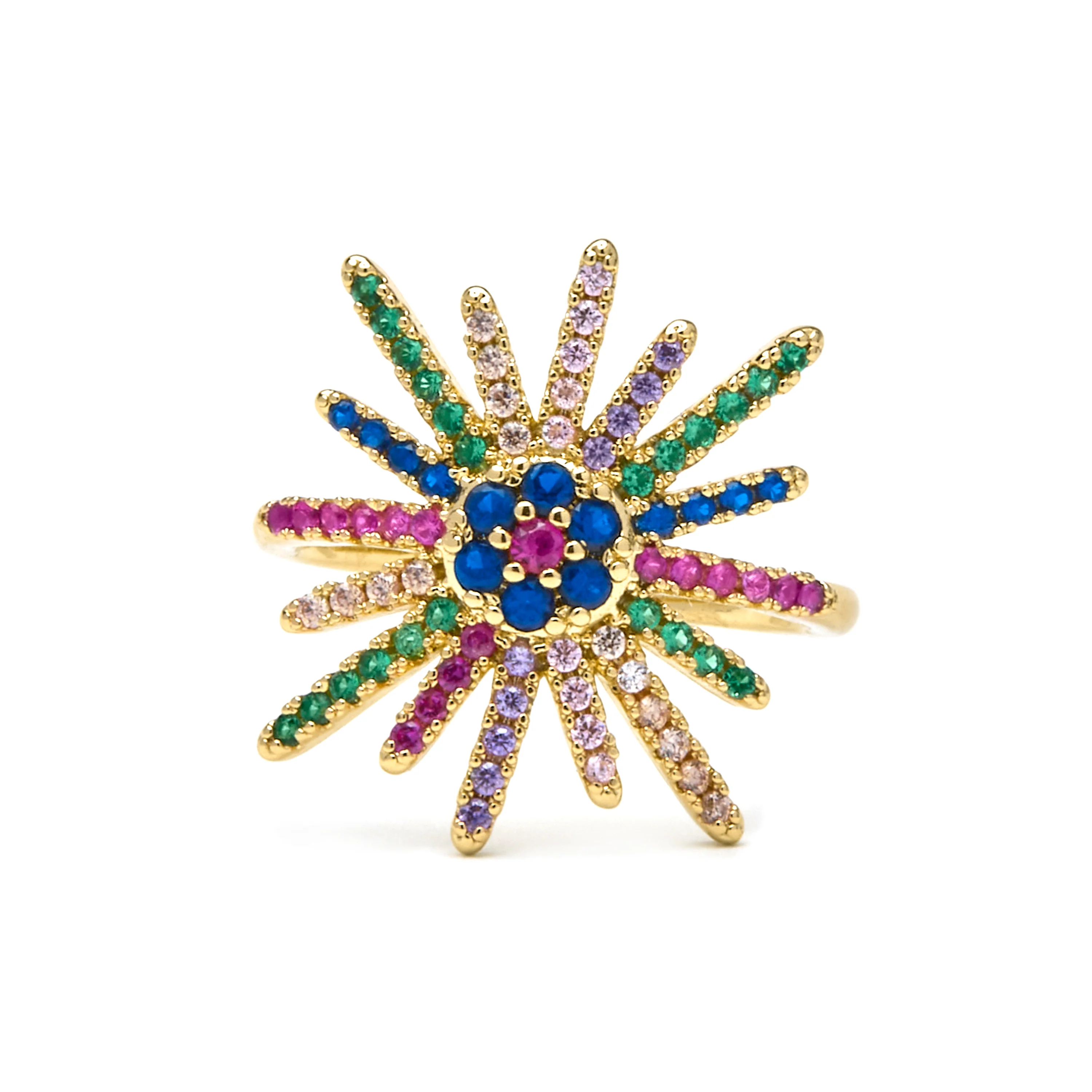 Anillo con Circonita Multicolor acabado oro 18k - Daob - Image 4