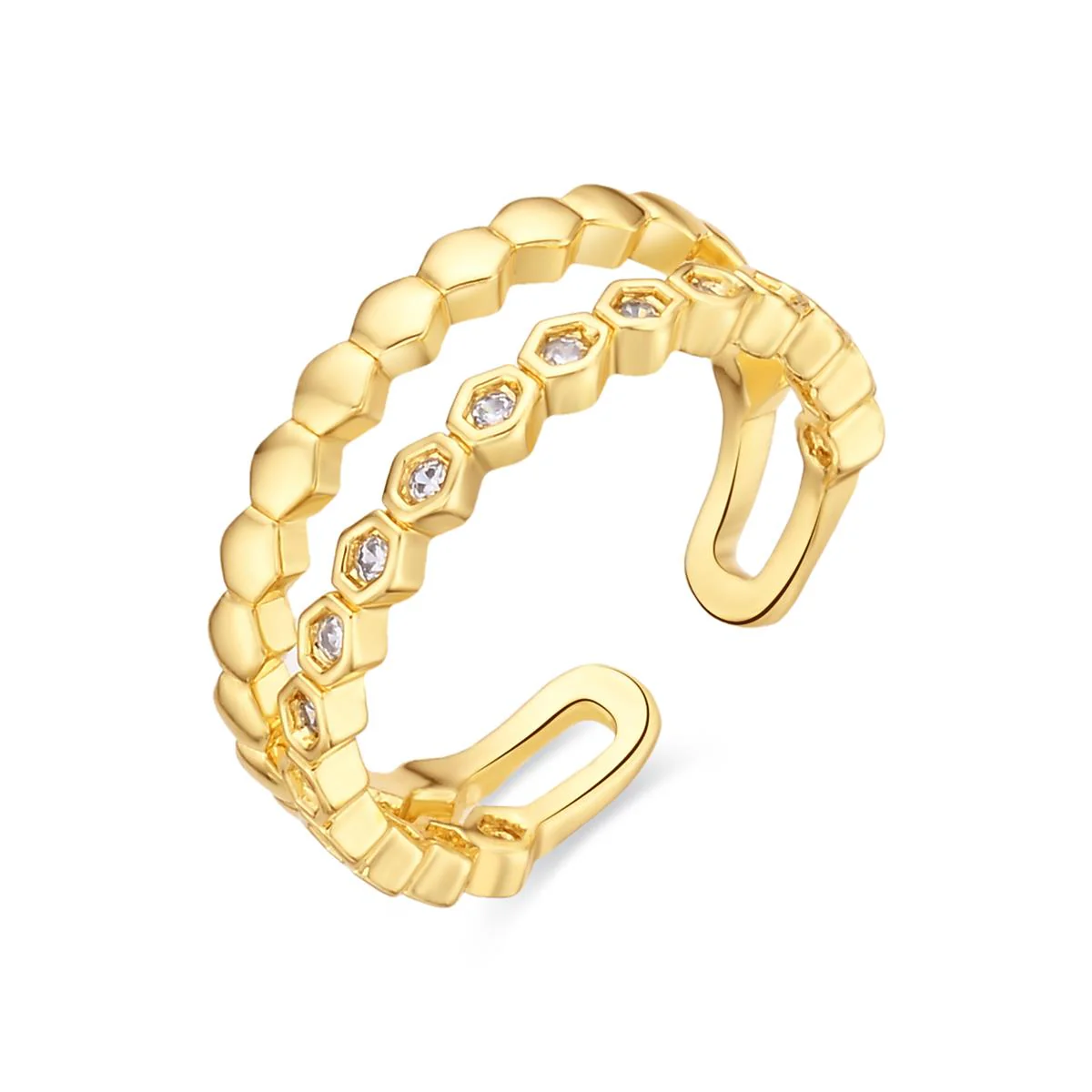 Anillo de Circonita Brillante acabado en oro amarillo de 18k - Anami