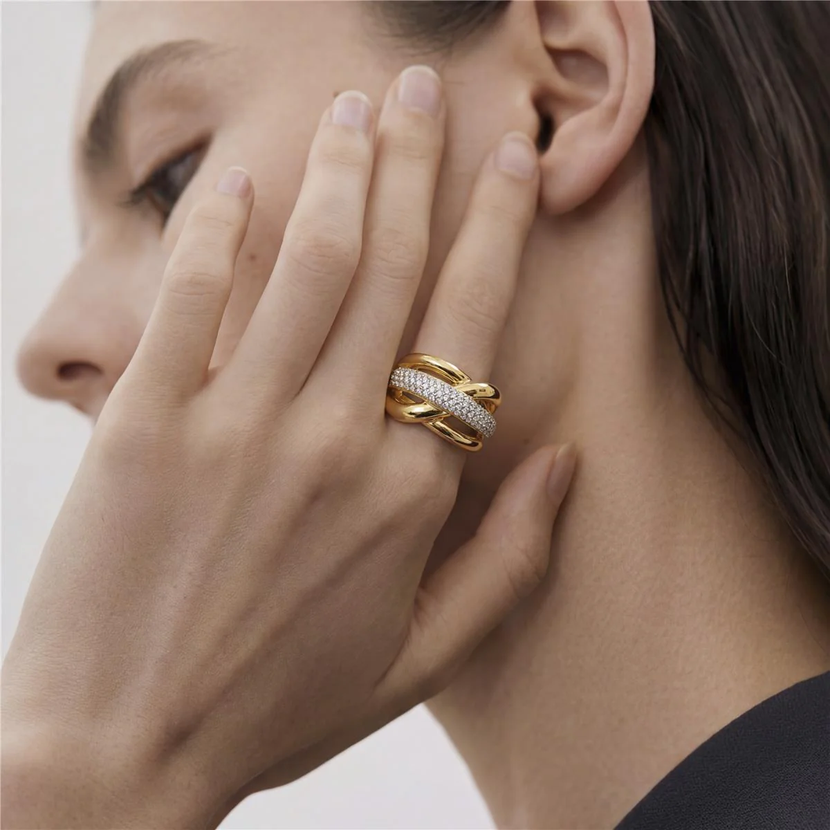 Anillo de Circonita Brillante acabado en oro amarillo de 18k - Gola - Image 2