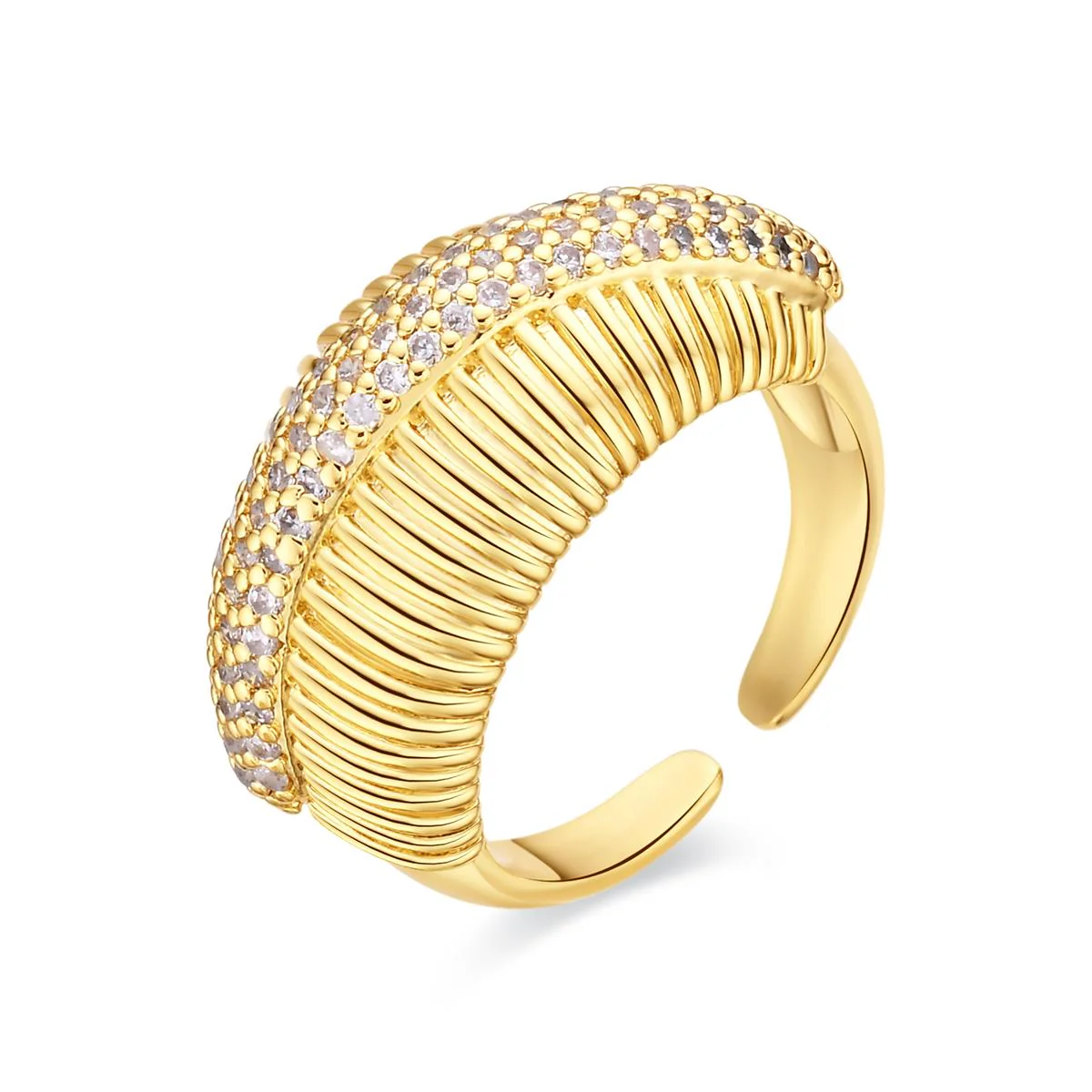 Anillo de Circonita Brillante acabado en oro amarillo de 18k - Gunlib