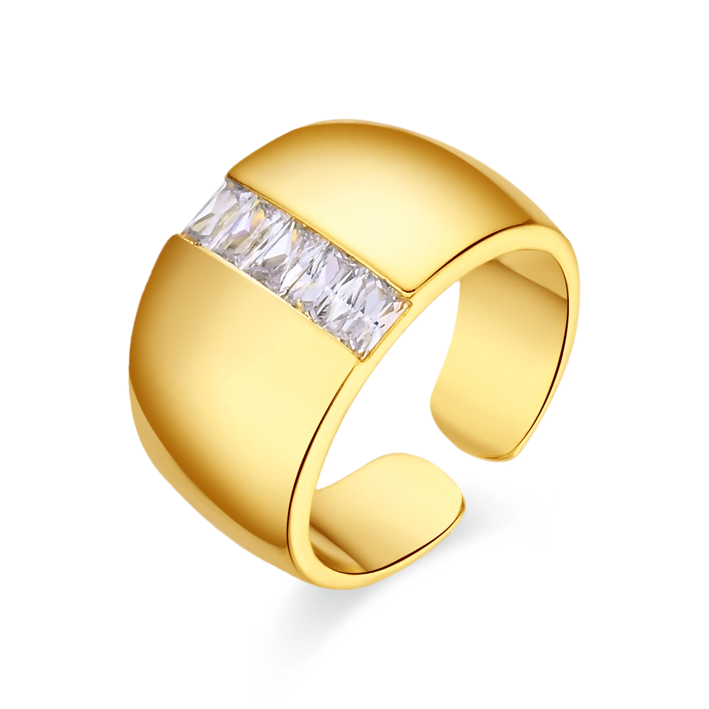 Anillo de Circonita Brillante acabado en oro amarillo de 18k - Hiddon