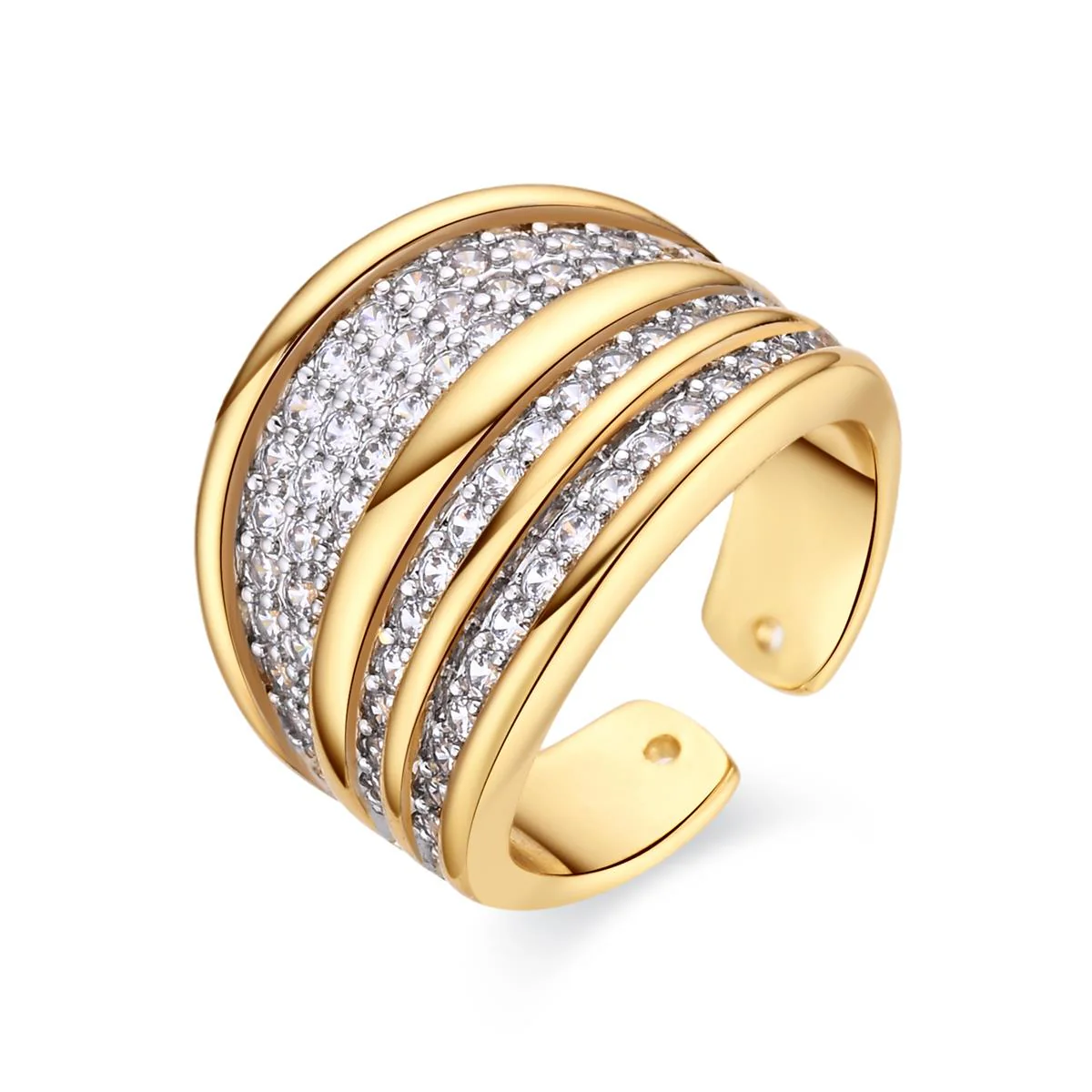 Anillo de Circonita Brillante acabado en oro amarillo de 18k - Hika