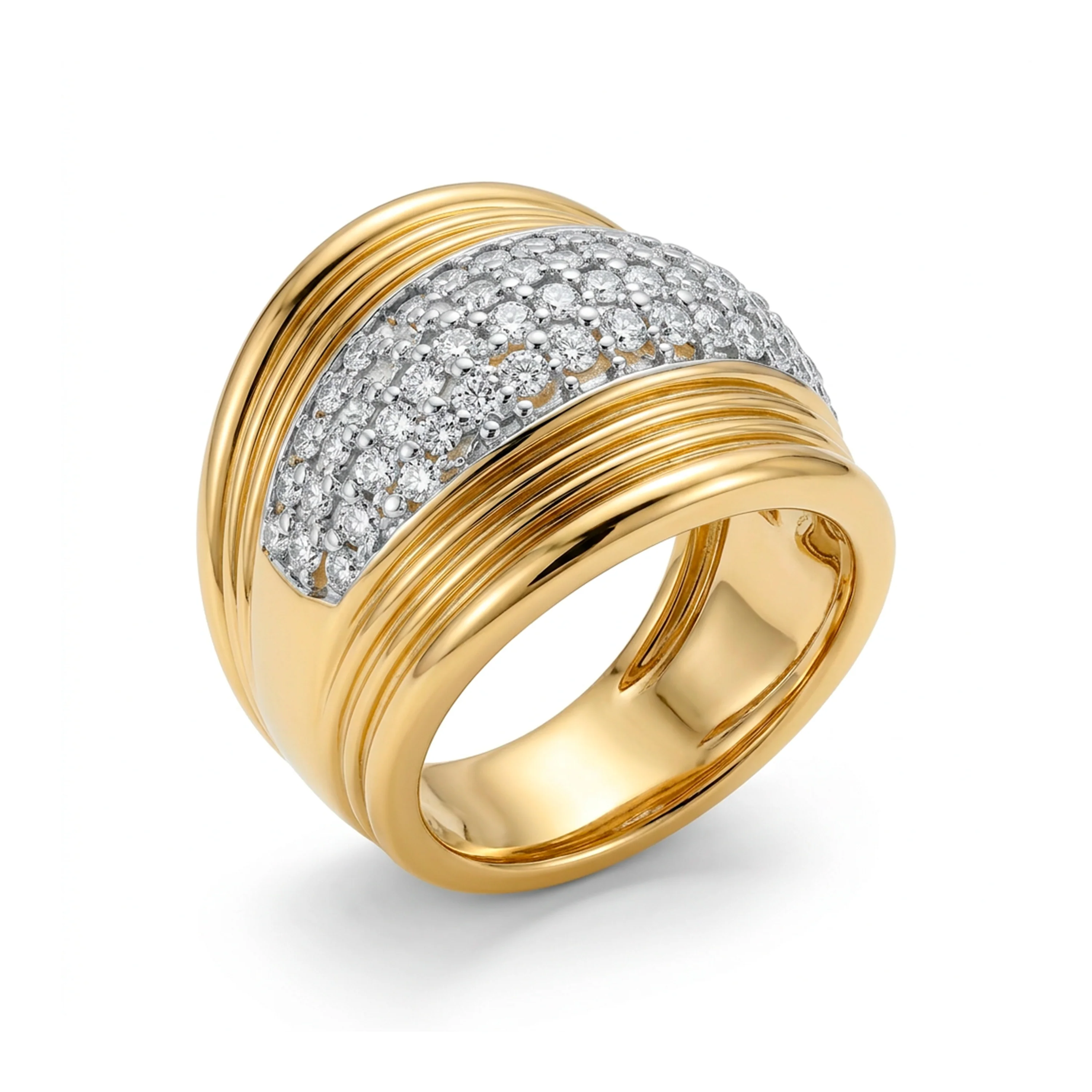 Anillo de Circonita Brillante acabado en oro amarillo de 18k - Lilfu