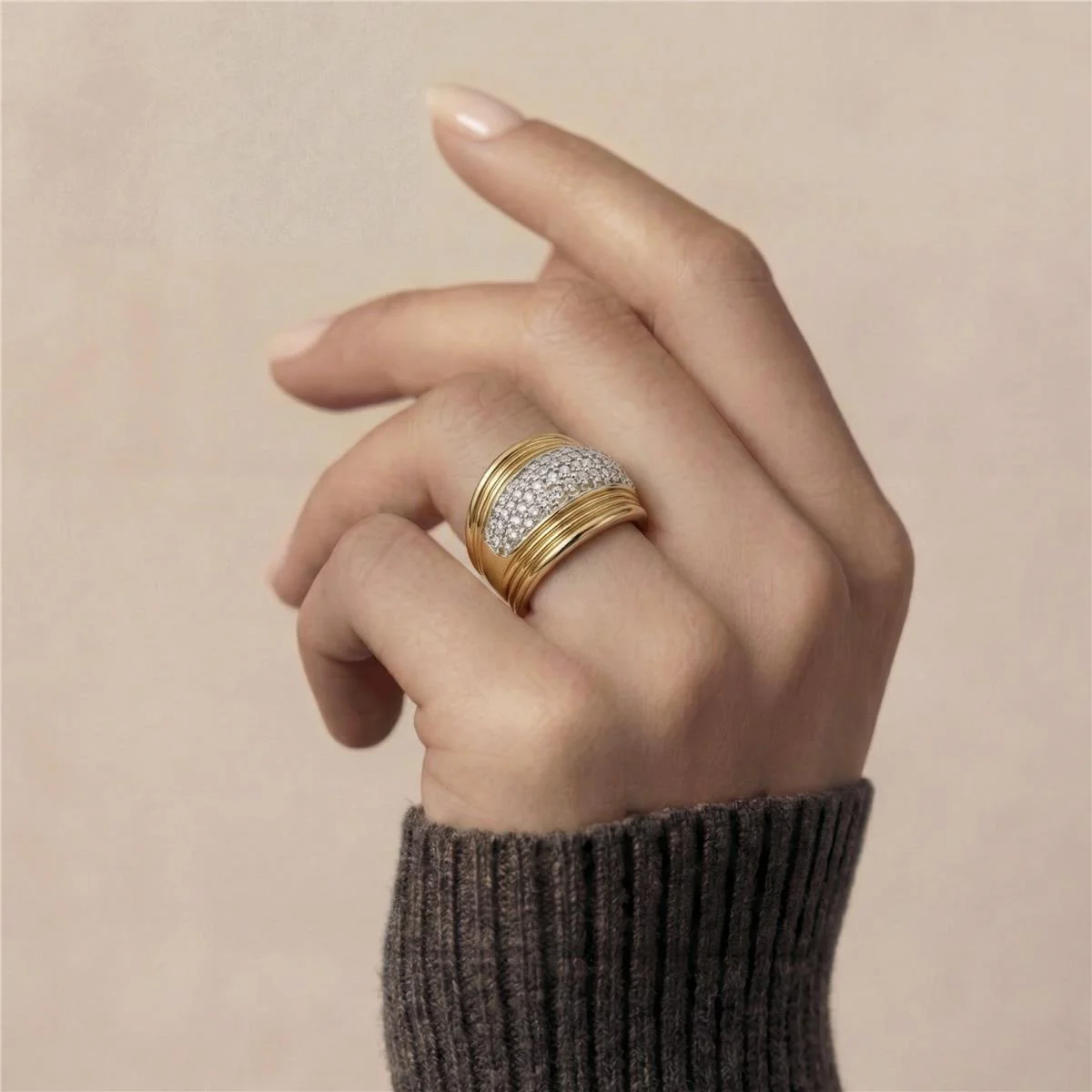Anillo de Circonita Brillante acabado en oro amarillo de 18k - Lilfu - Image 2