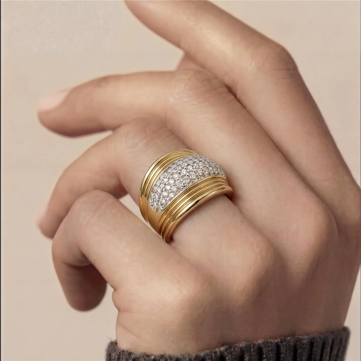 Anillo de Circonita Brillante acabado en oro amarillo de 18k - Lilfu - Image 4