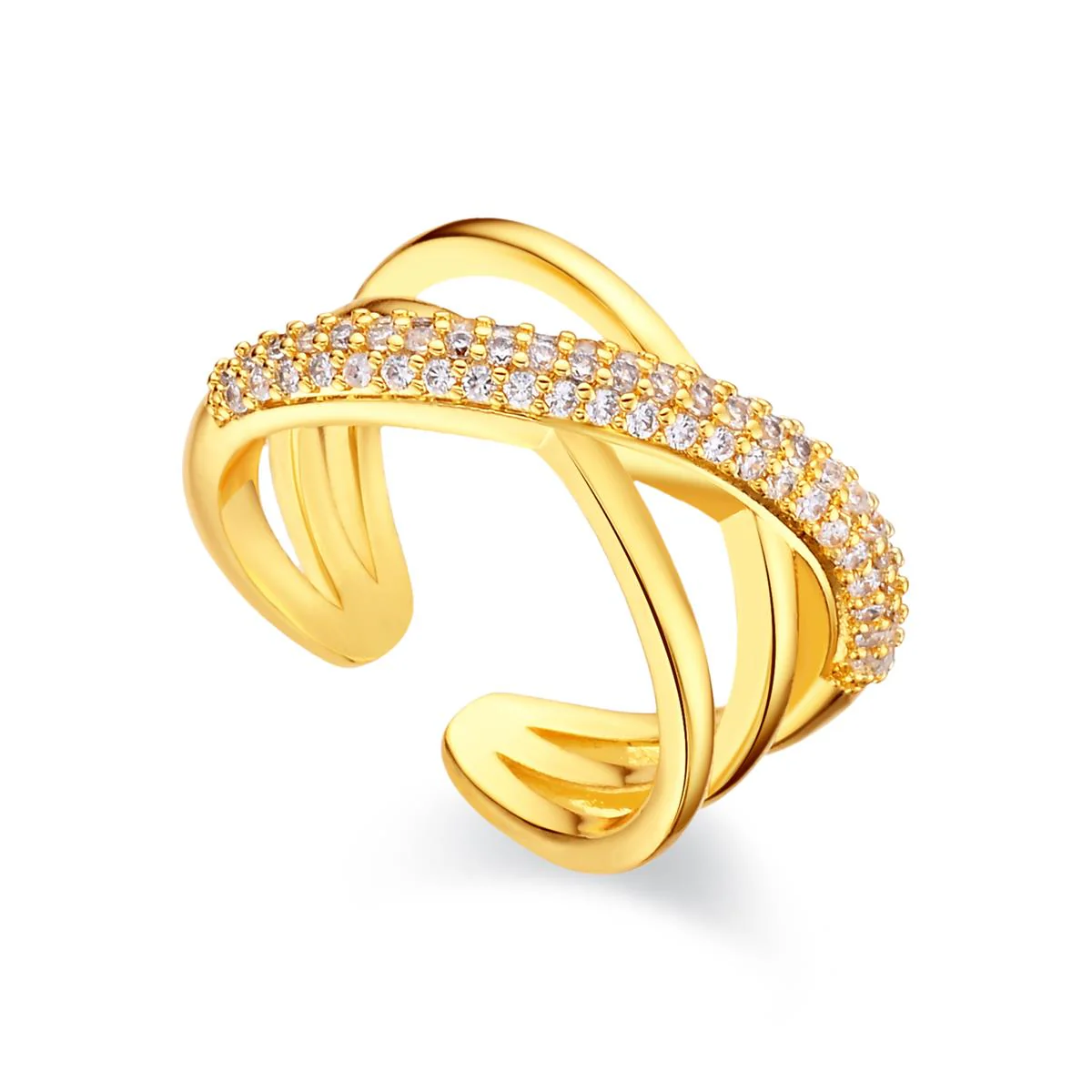 Anillo de Circonita Brillante acabado en oro amarillo de 18k - Meele