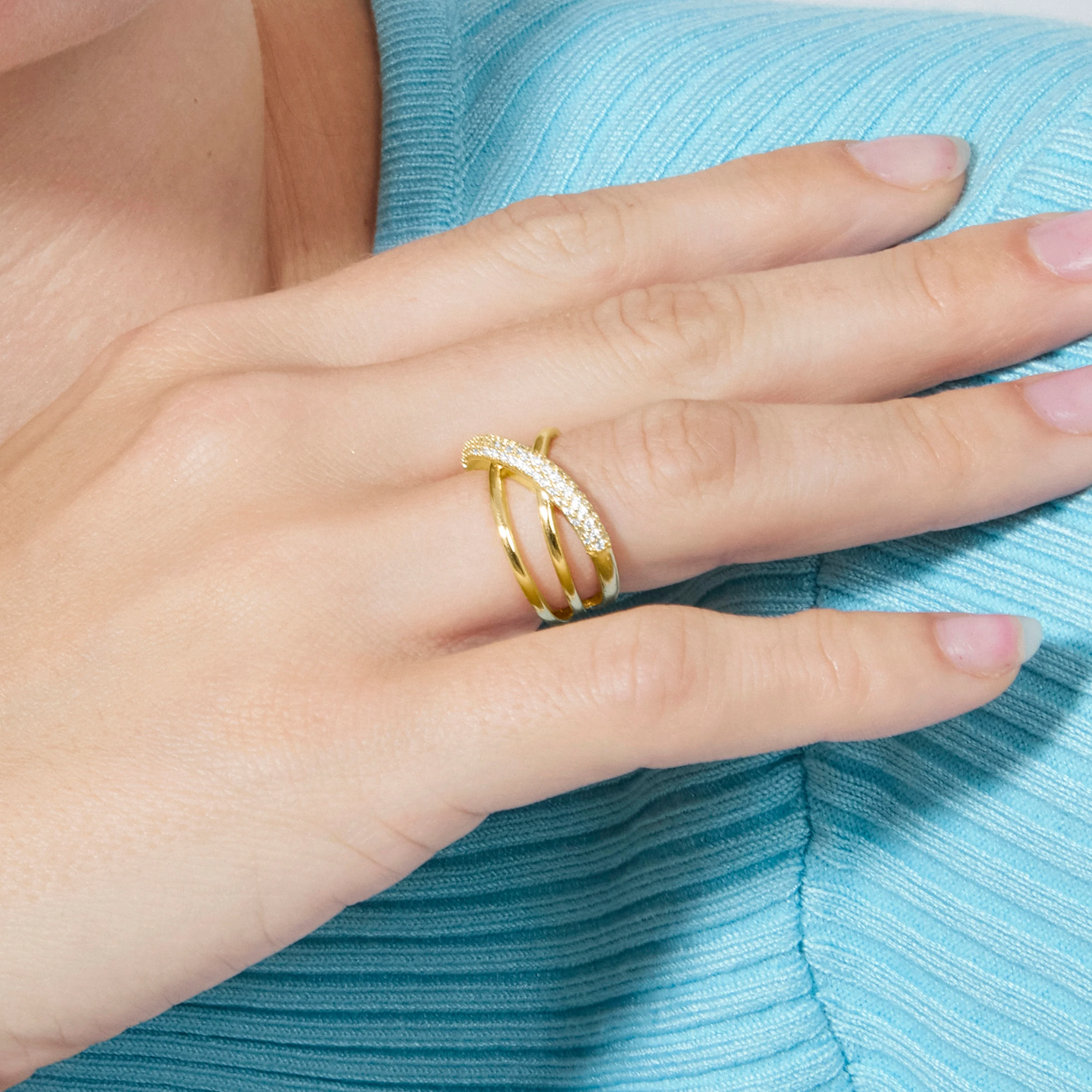 Anillo de Circonita Brillante acabado en oro amarillo de 18k - Meele - Image 7