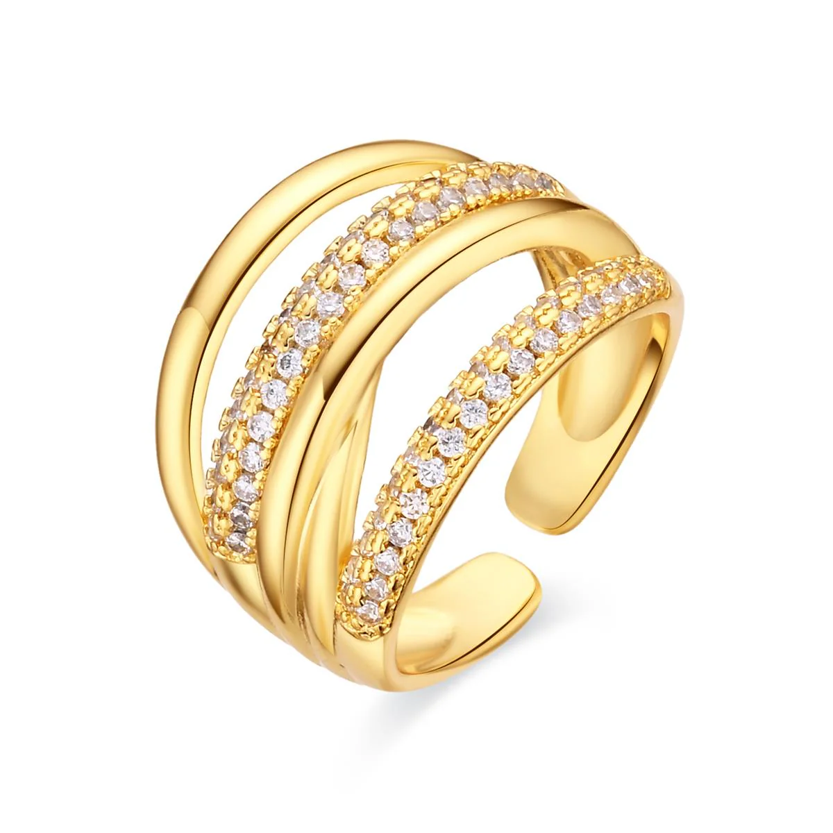 Anillo de Circonita Brillante acabado en oro amarillo de 18k - Raves