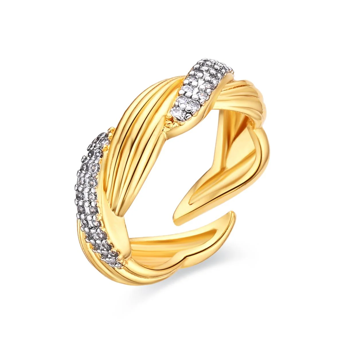 Anillo de Circonita Brillante acabado en oro amarillo de 18k - Riesim