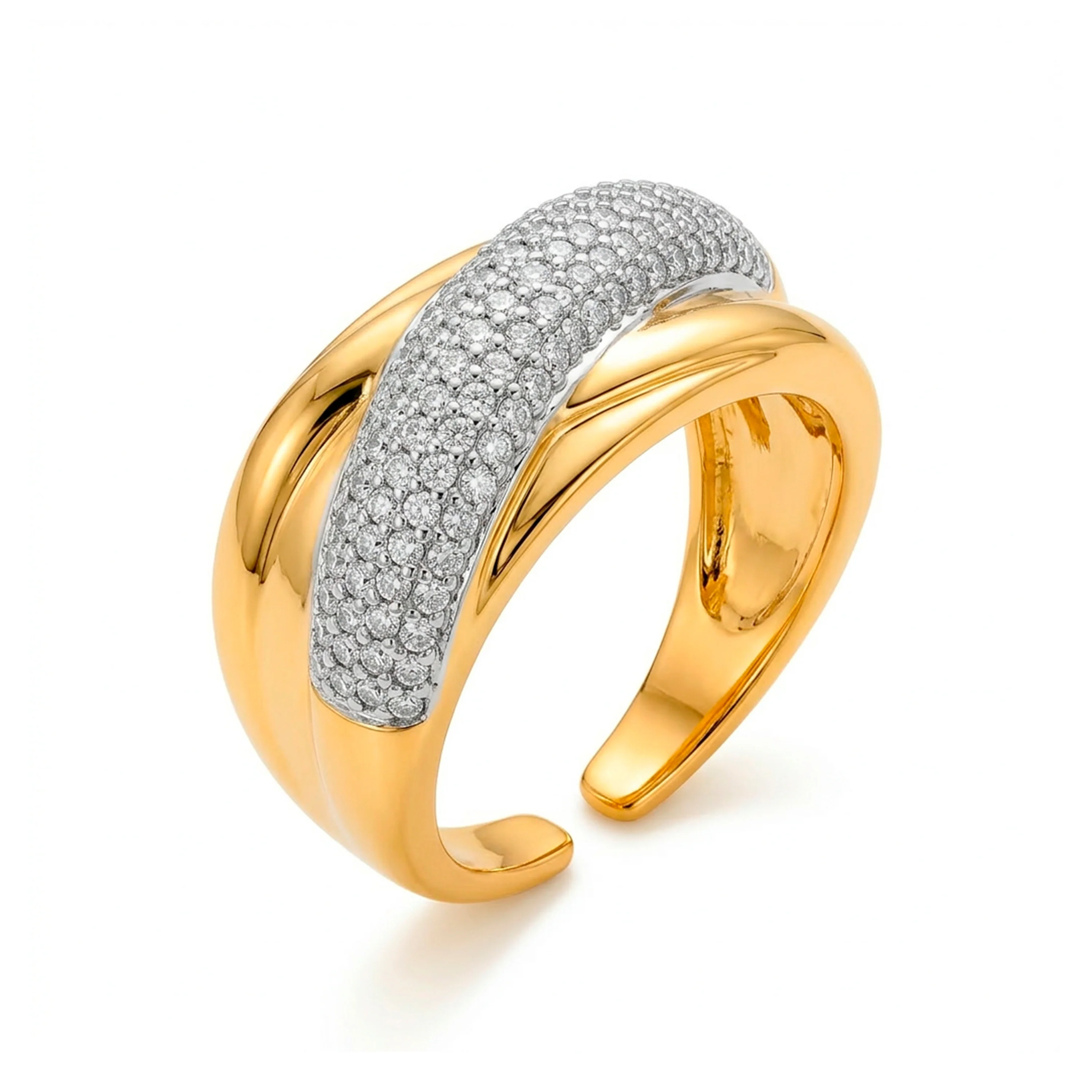 Anillo de Circonita Brillante acabado en oro amarillo de 18k - Samoi