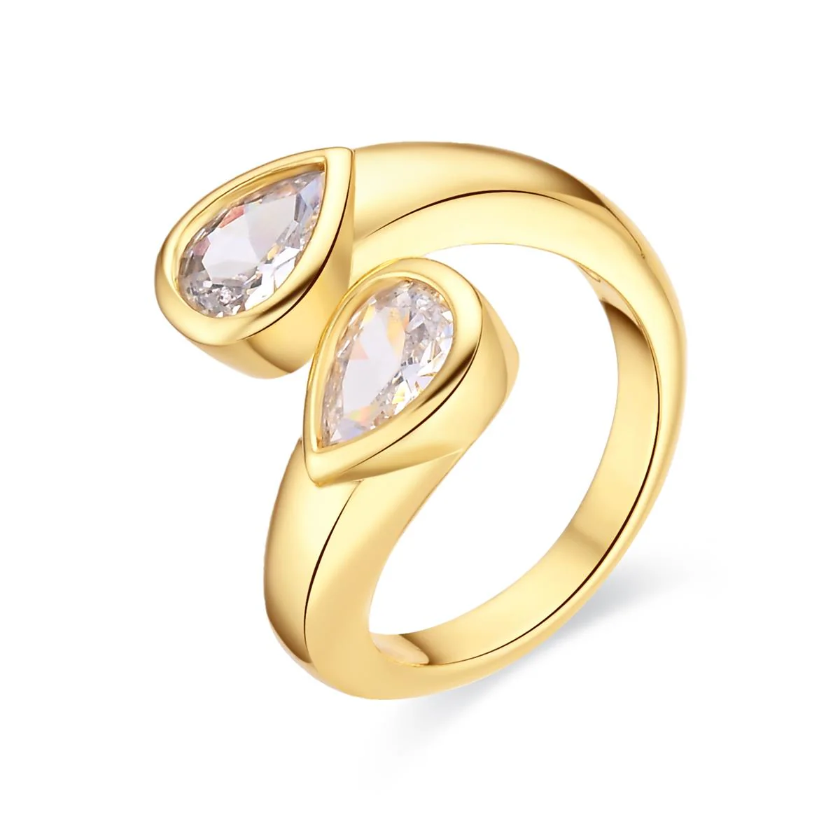 Anillo de Circonita Brillante acabado en oro amarillo de 18k - Zayl