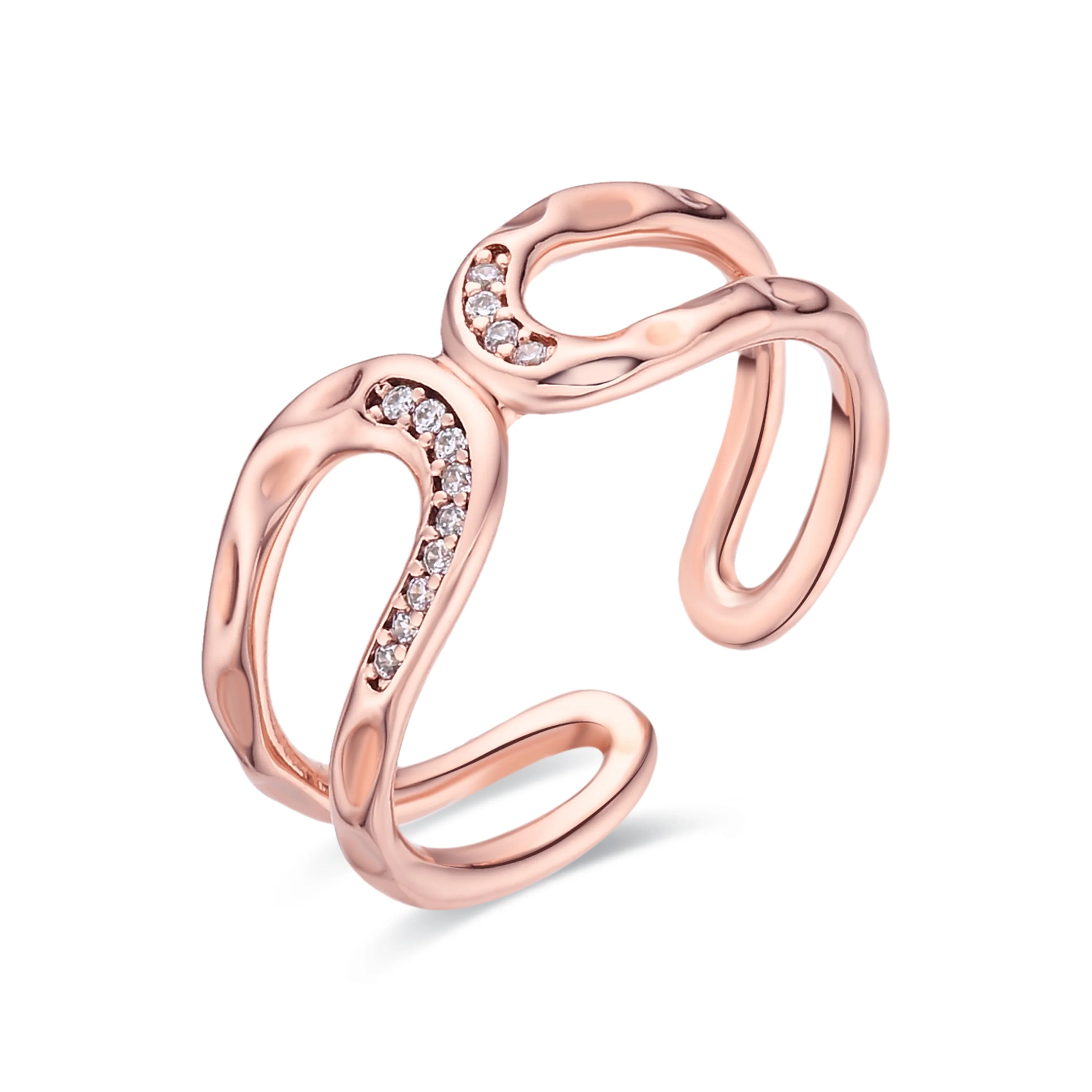Anillo de Circonita Brillante acabado en oro rosa de 18k - Resim