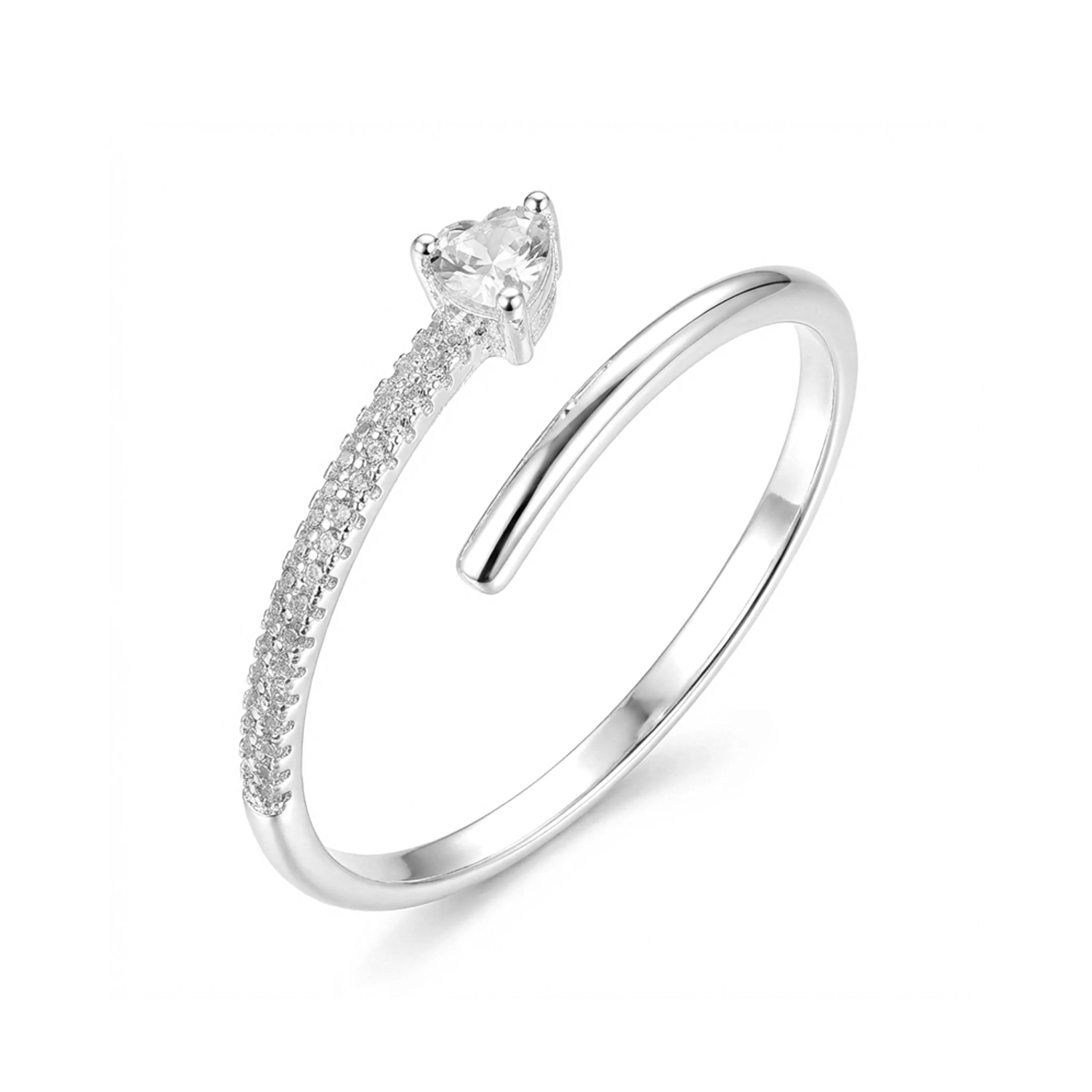 Anillo de Circonita Brillante Acabado en Plata - Ashuba
