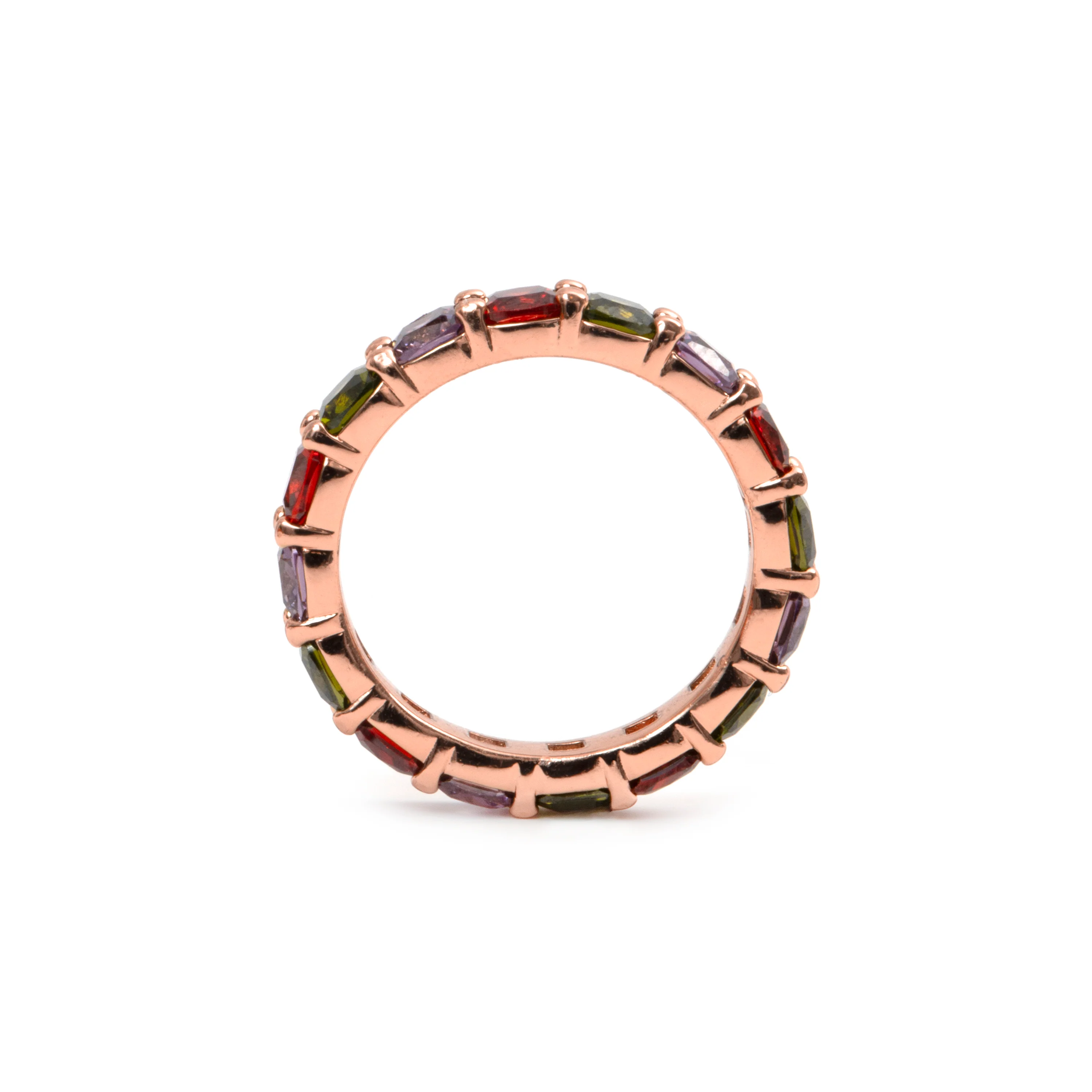 Anillo de Circonita Multicolor acabado en oro rosa de 18k - Lanbyu - Image 7