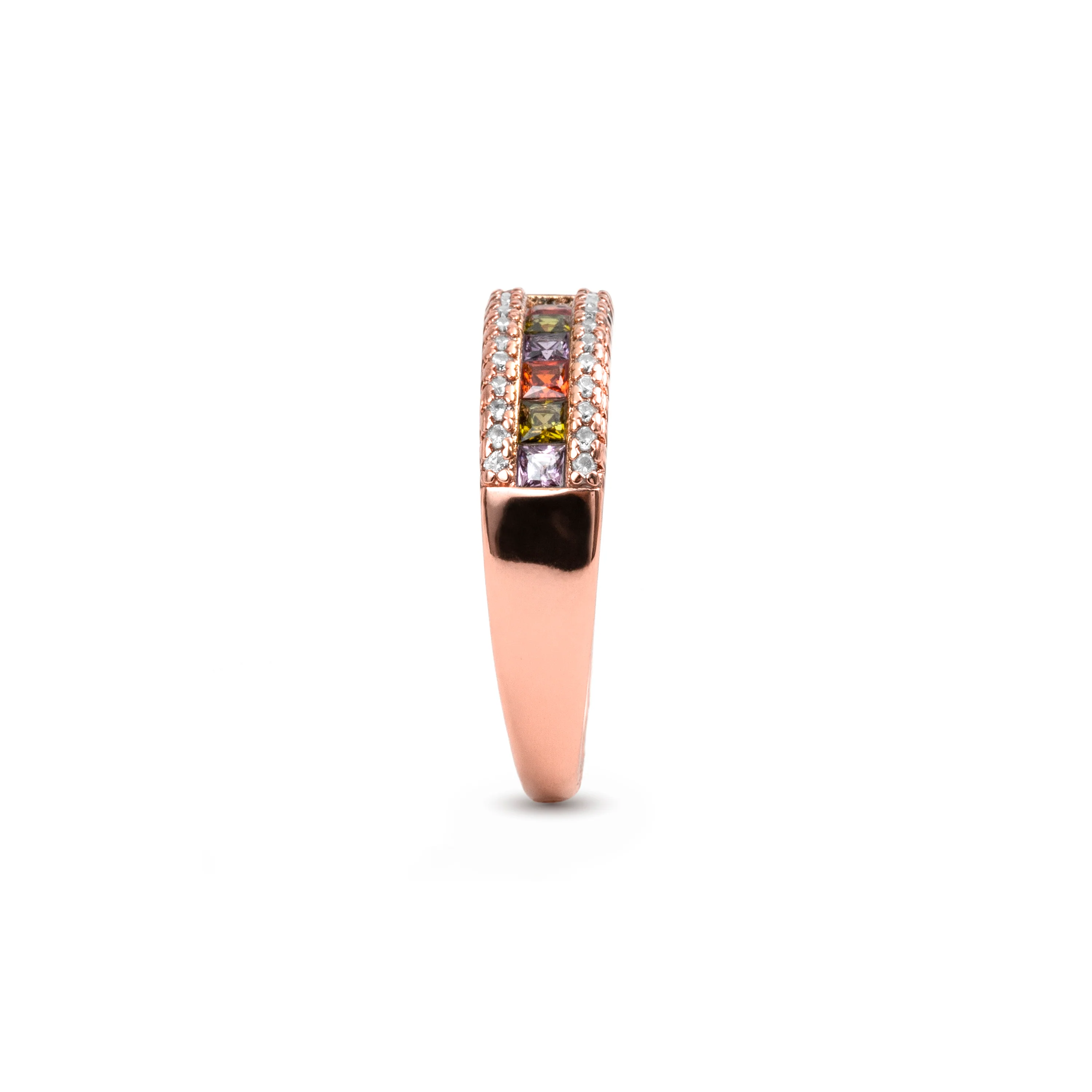 Anillo de Circonita Multicolor acabado en oro rosa de 18k - Saikpo - Image 3