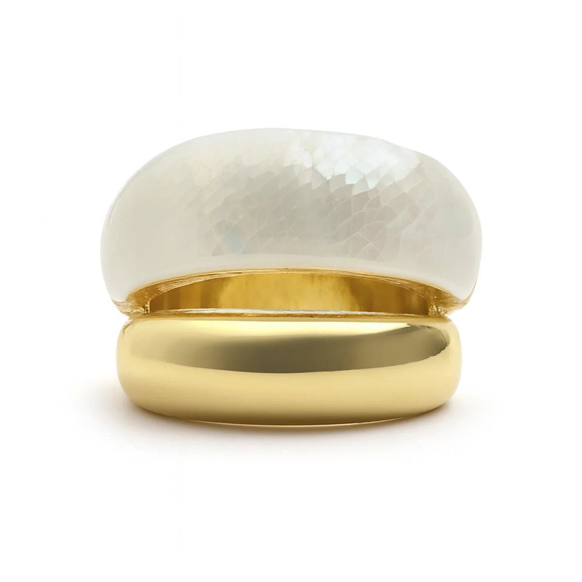Anillo de Madreperla Blanca acabado en oro amarillo de 18k - Aisal - Image 3
