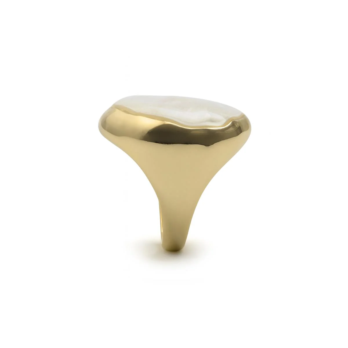 Anillo de Madreperla Blanca acabado en oro amarillo de 18k - Riub - Image 3