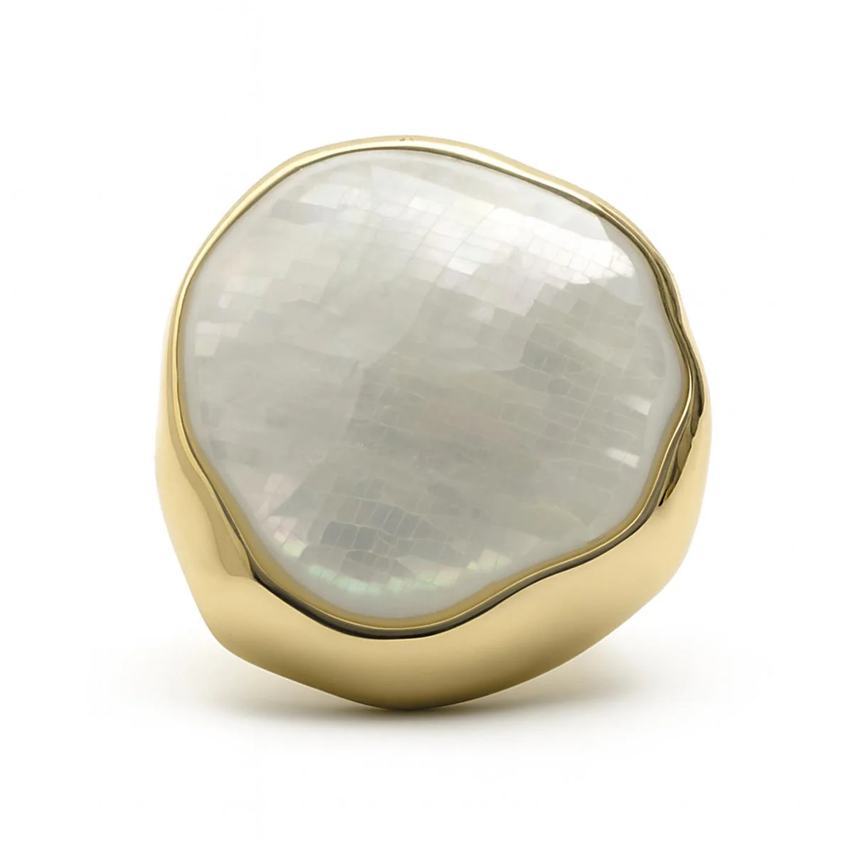 Anillo de Madreperla Blanca acabado en oro amarillo de 18k - Riub - Image 5
