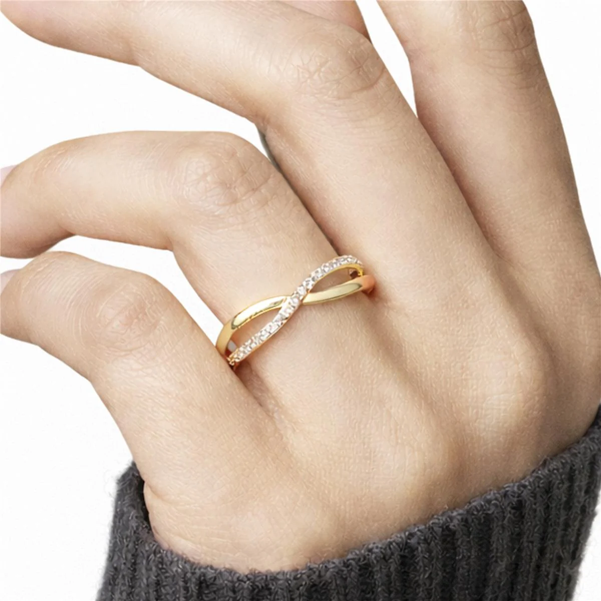 Anillo de Circonita Brillante acabado en oro amarillo de 18k - Hagoe - Image 6