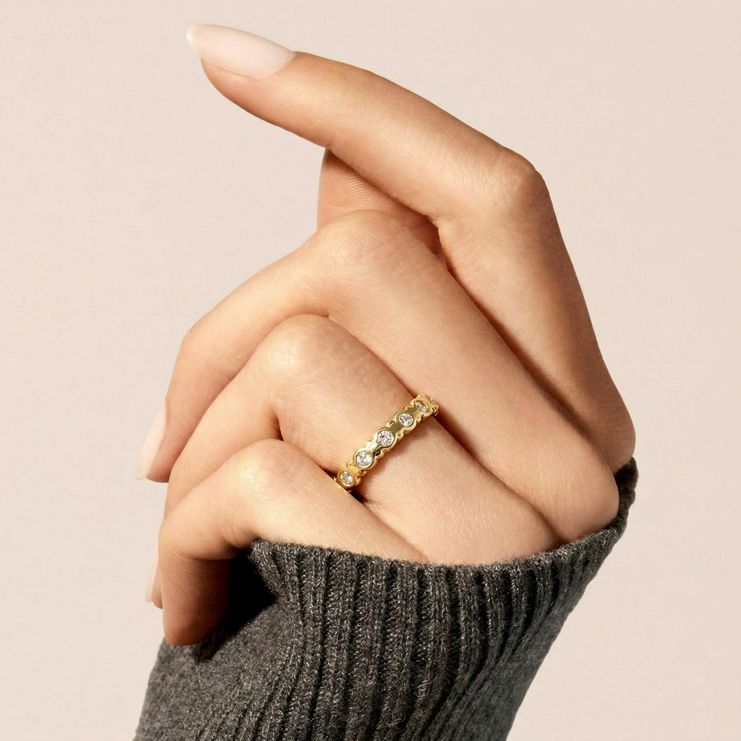 Anillo de Perla Blanca acabado en oro amarillo de 18k - Navi - Image 4
