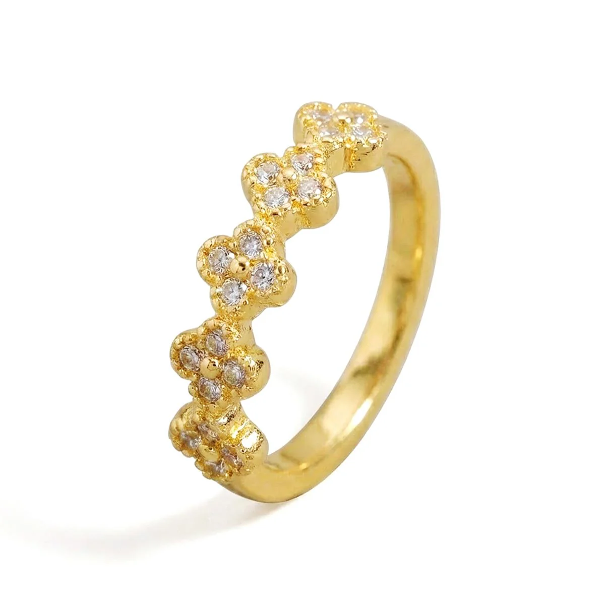 Anillo de Circonita Brillante acabado en oro amarillo de 18k - Siskal