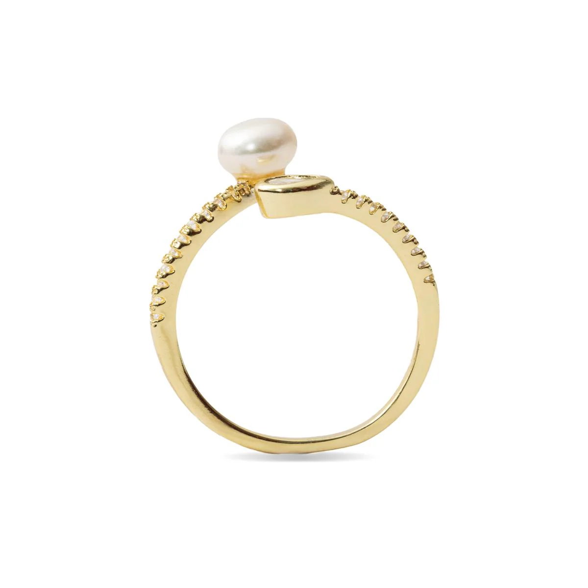 Anillo de Perla Blanca acabado en oro amarillo de 18k - Tian - Image 7