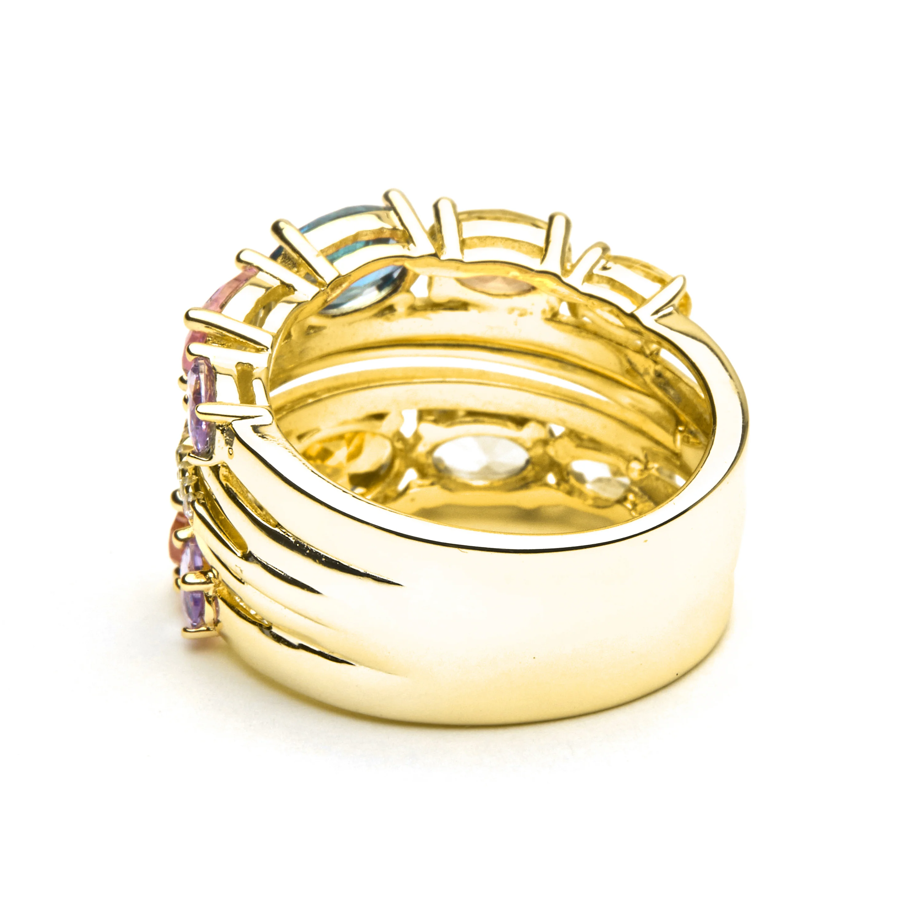 Anillo de Plata de Ley 925 y Circonita Multicolor acabado oro 18k - Diopra - Image 4