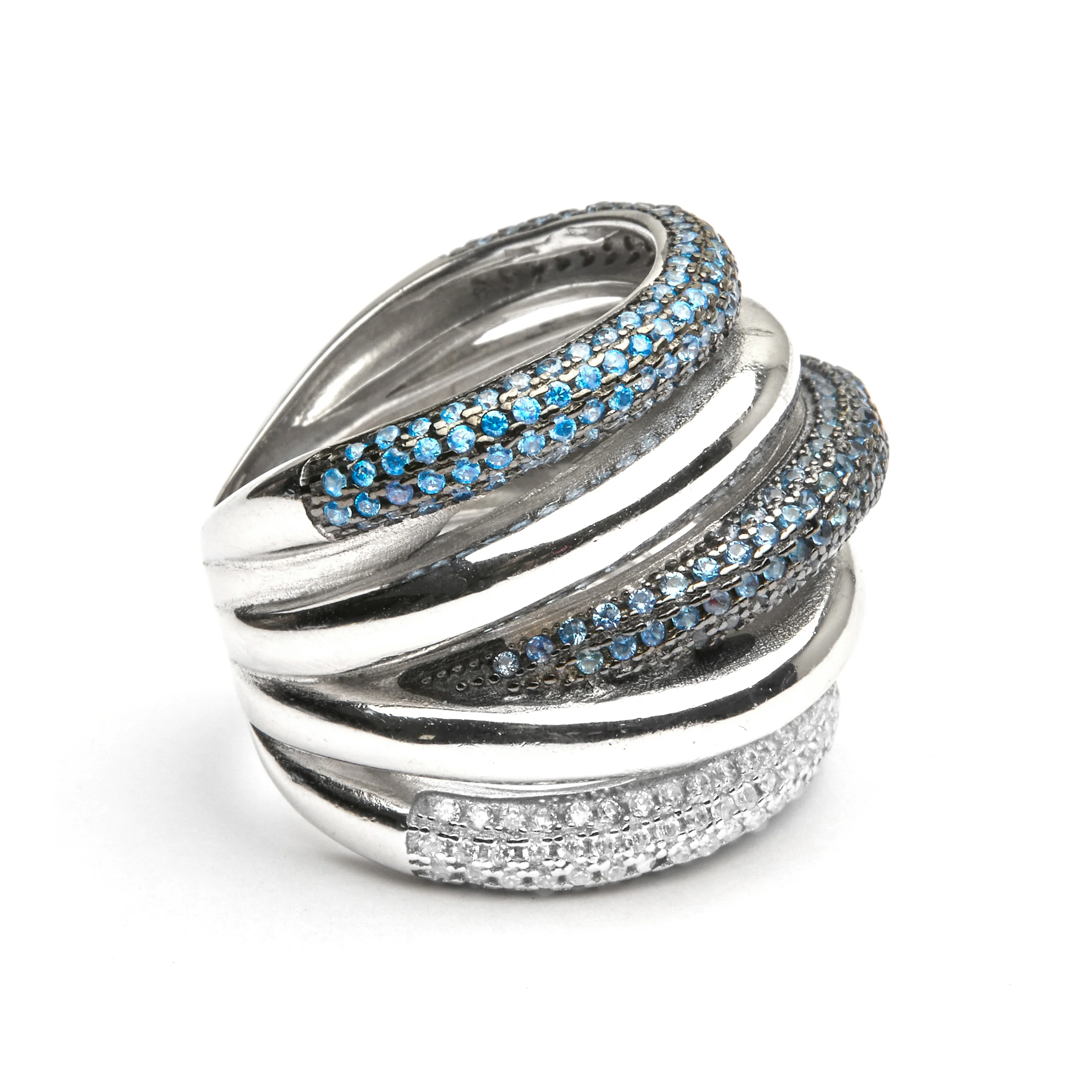 Anillo de Plata de Ley 925 y Circonita Topacio Azul acabado en rodio - Ekua - Image 3