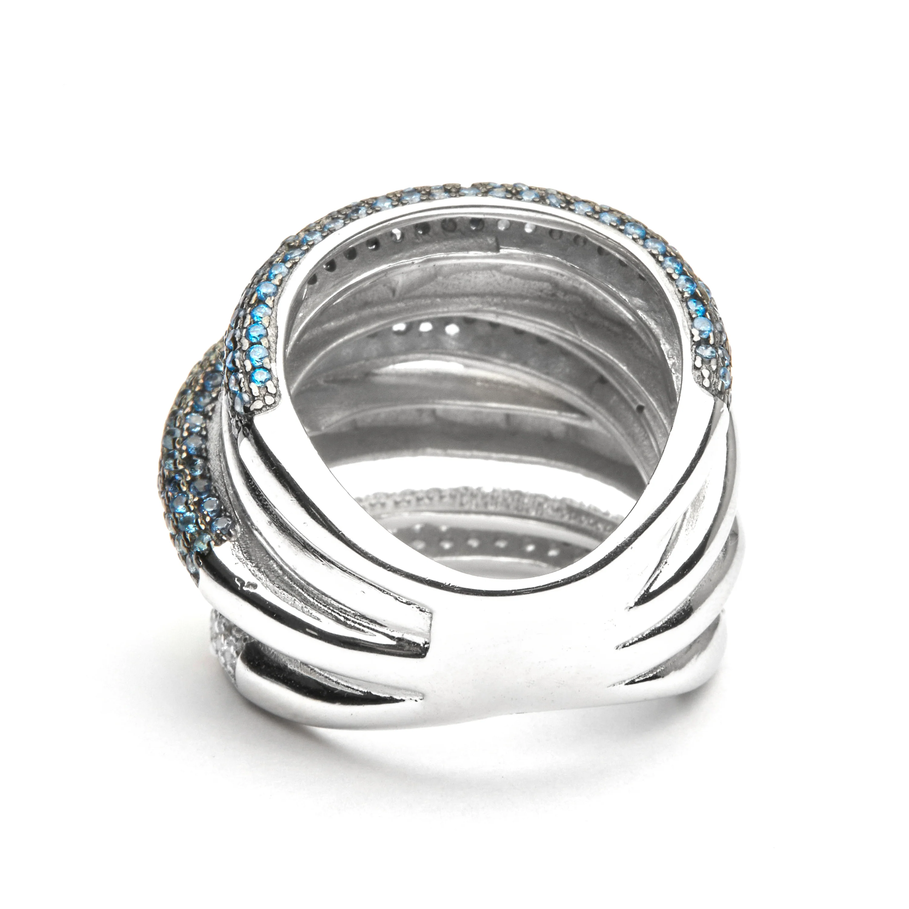 Anillo de Plata de Ley 925 y Circonita Topacio Azul acabado en rodio - Ekua - Image 5