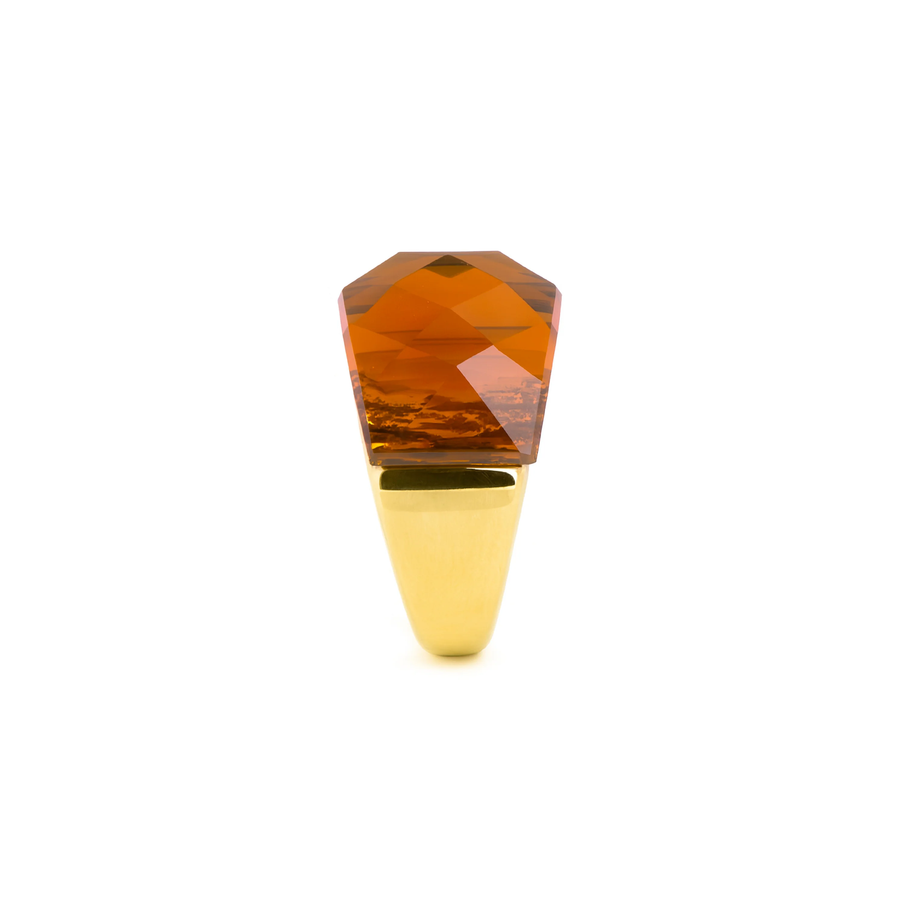 Anillo de Cuarzo Hidrotermal Naranja acabado en oro amarillo de 18k - Fadino - Image 3