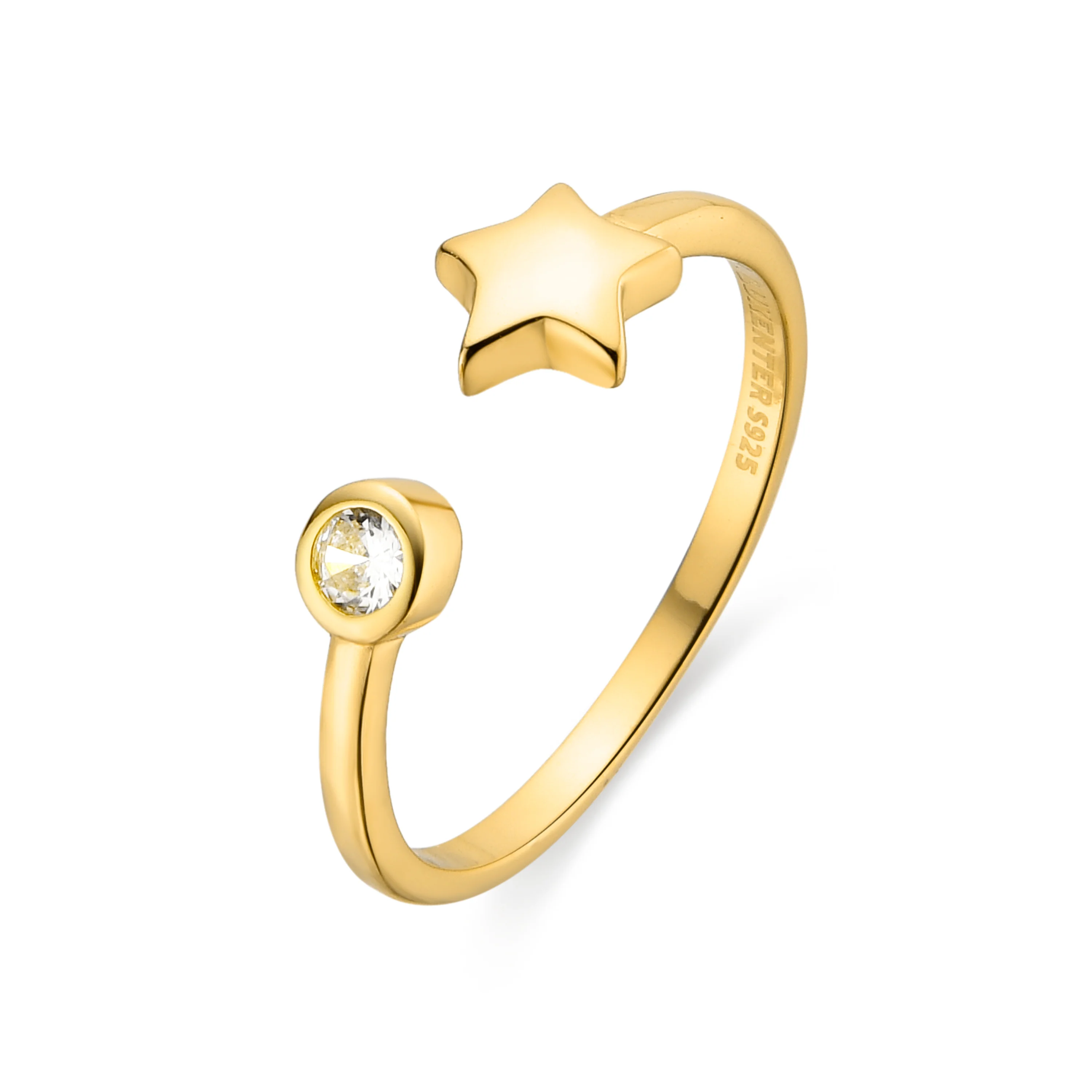 Anillo de Plata de Ley 925 y Circonita Brillante acabado en oro amarillo 18K - Fazih