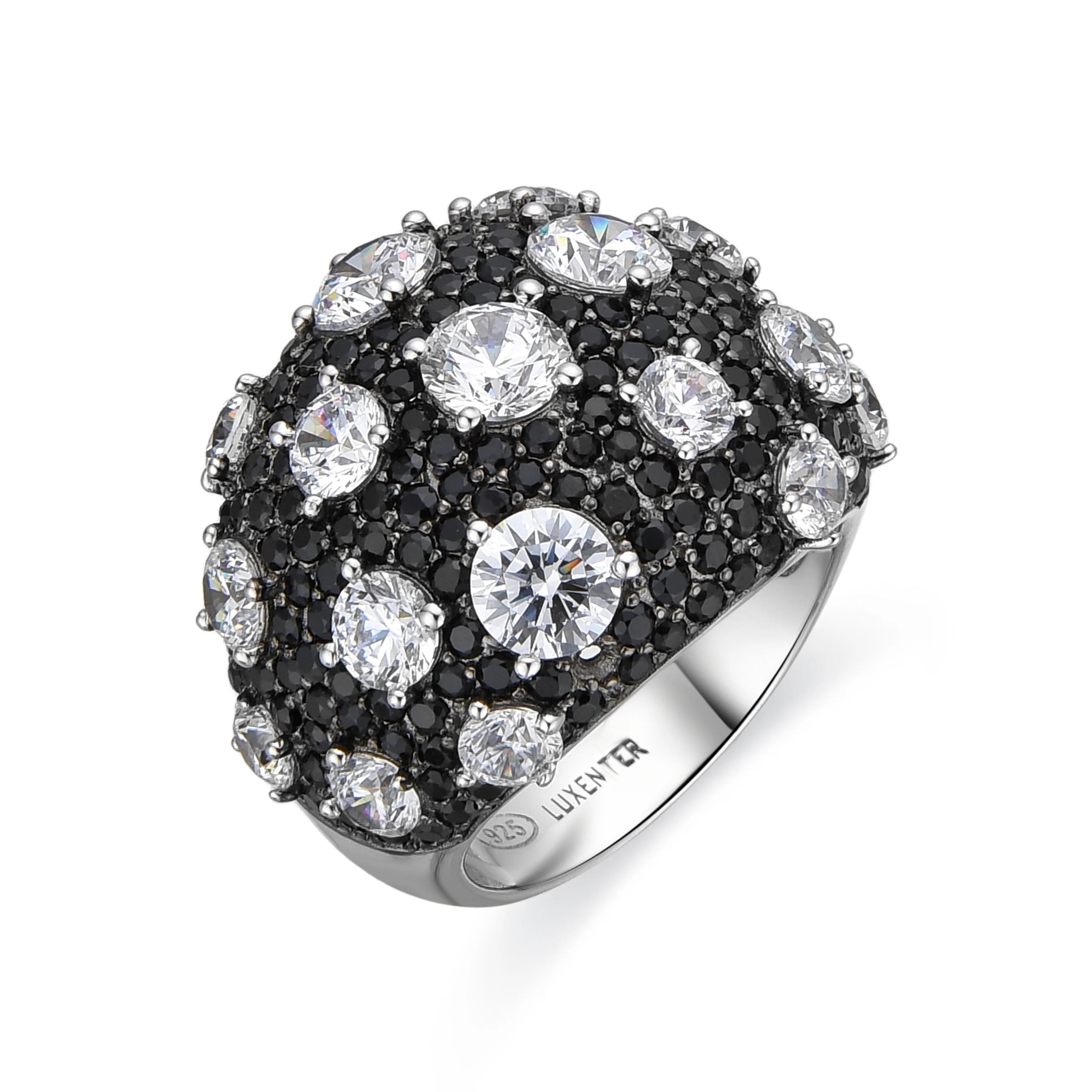 Anillo de Plata de Ley 925 y Circonita Onix acabado rodio - Jacas
