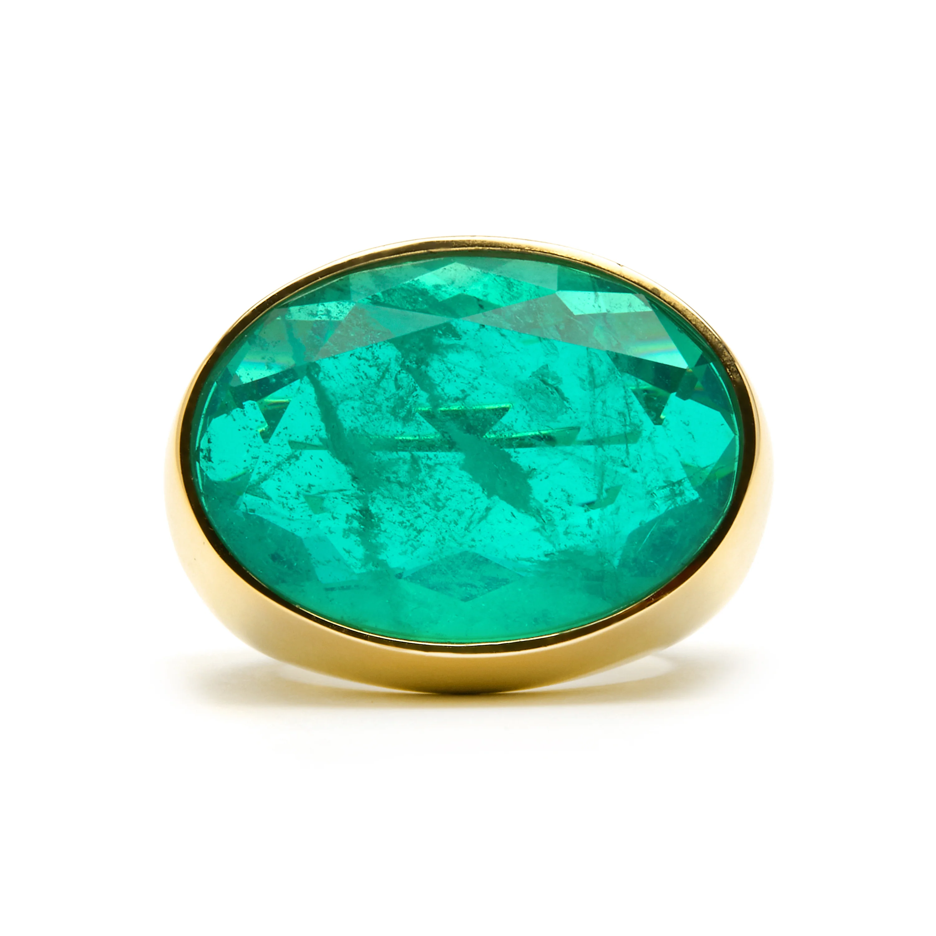 Anillo de Plata de Ley 925 y Circonita Verde acabado oro amarillo de 18k - Jadir - Image 5
