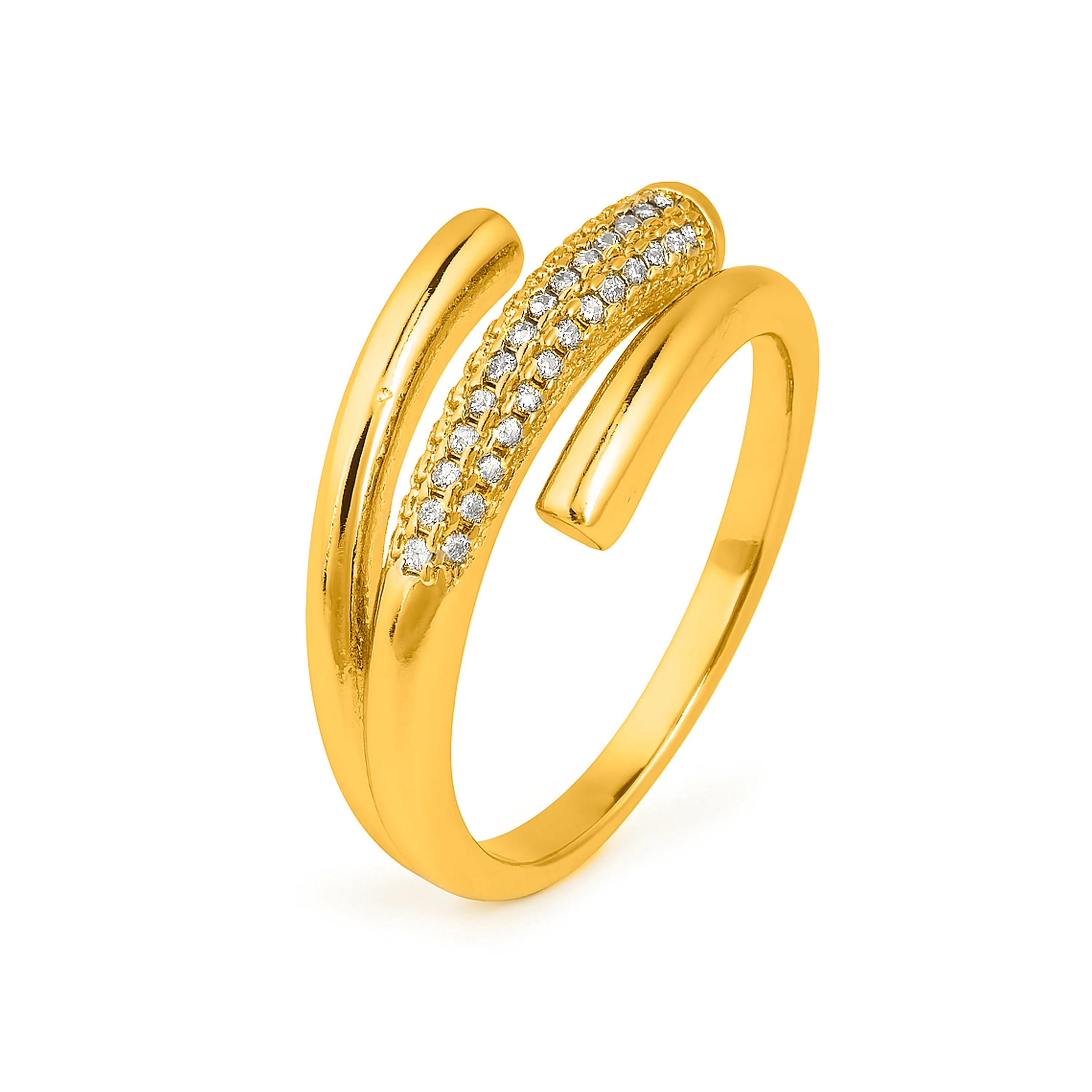 Anillo de Circonita Brillante acabado en oro amarillo de 18k - Jedrac