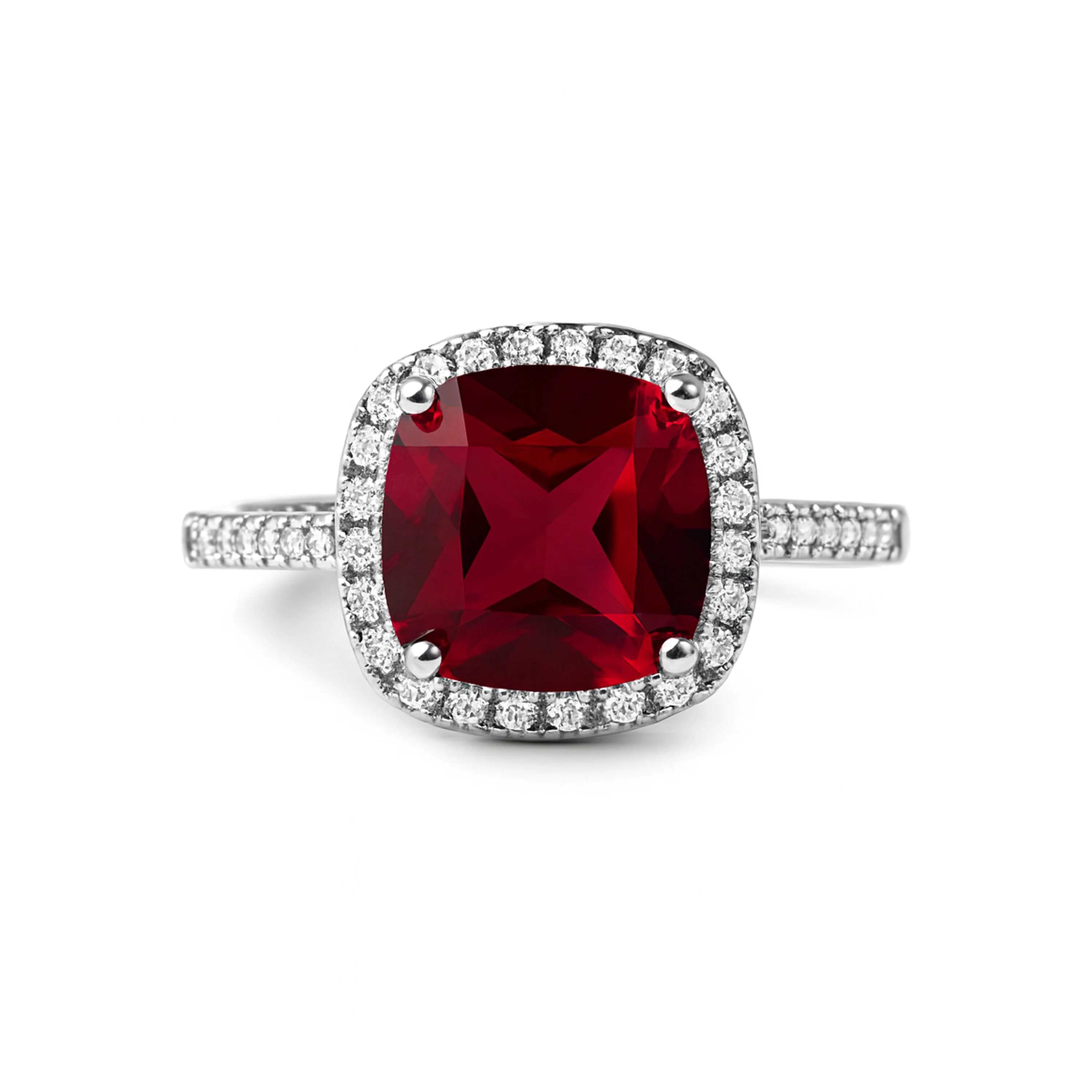Anillo de Circonita Rubí acabado en rodio - Kada - Image 5