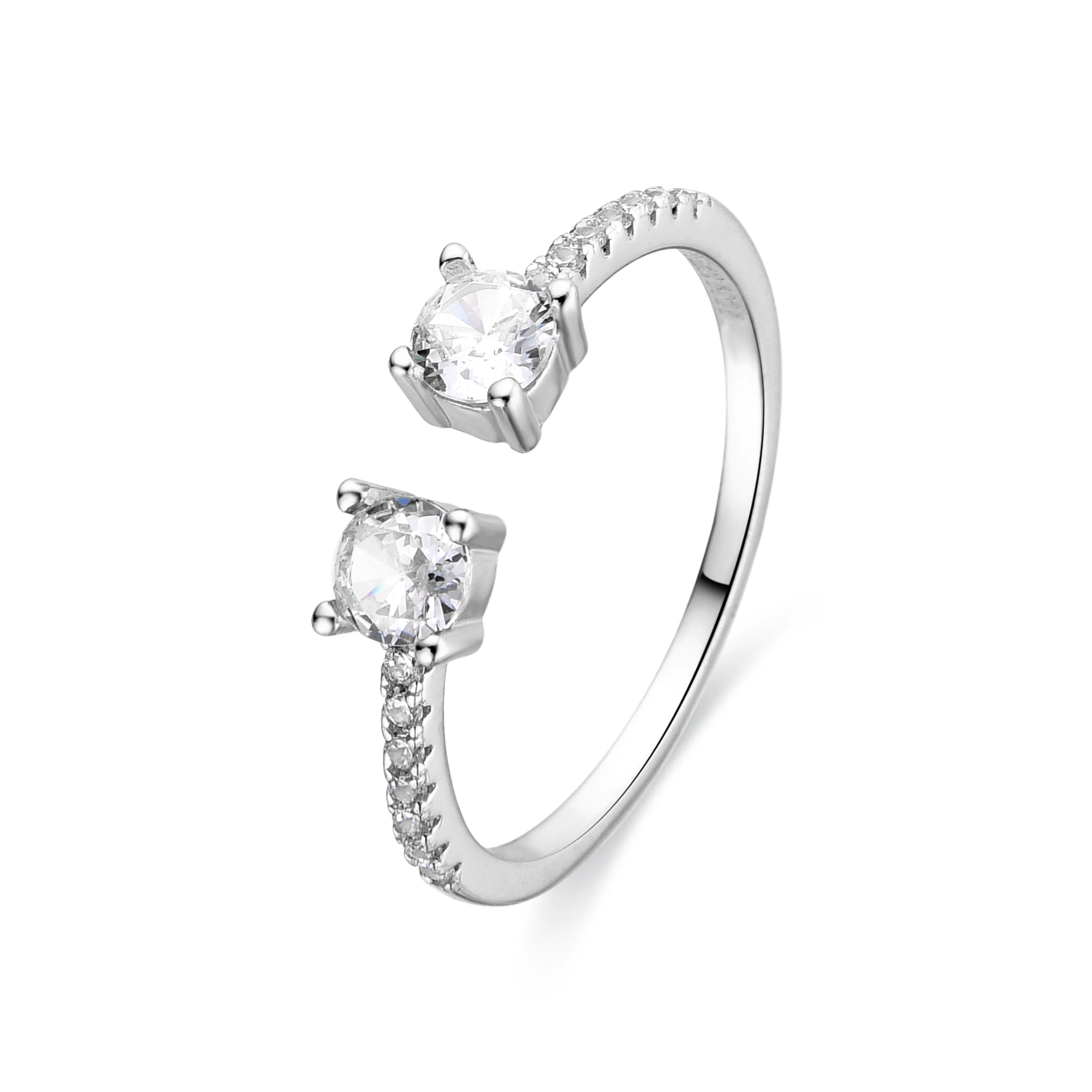 Anillo de Plata de Ley 925 y Circonita Brillante acabado en rodio - Kaio