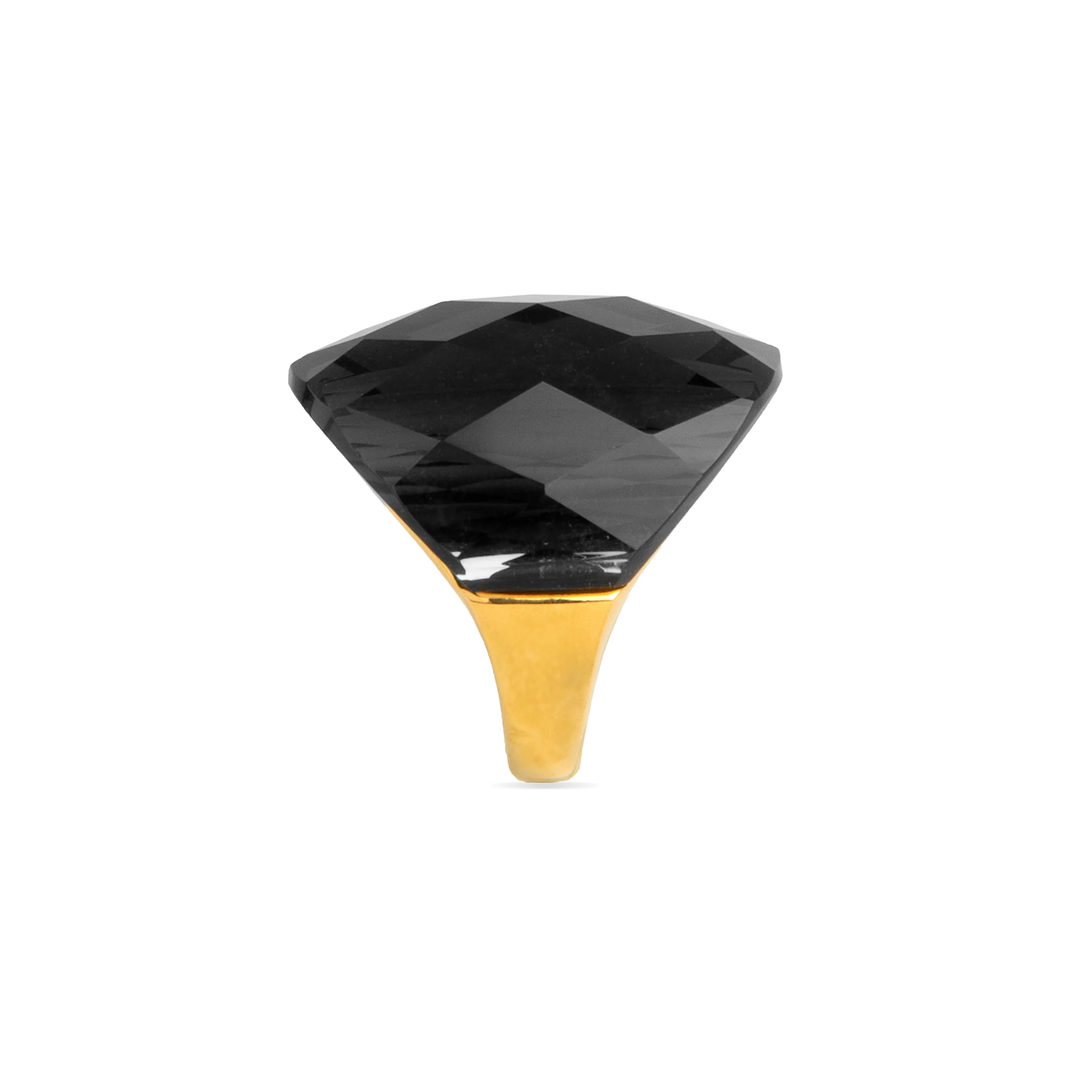 Anillo de Cuarzo Hidrotermal Onix acabado en oro amarillo 18K - Konsil - Image 3