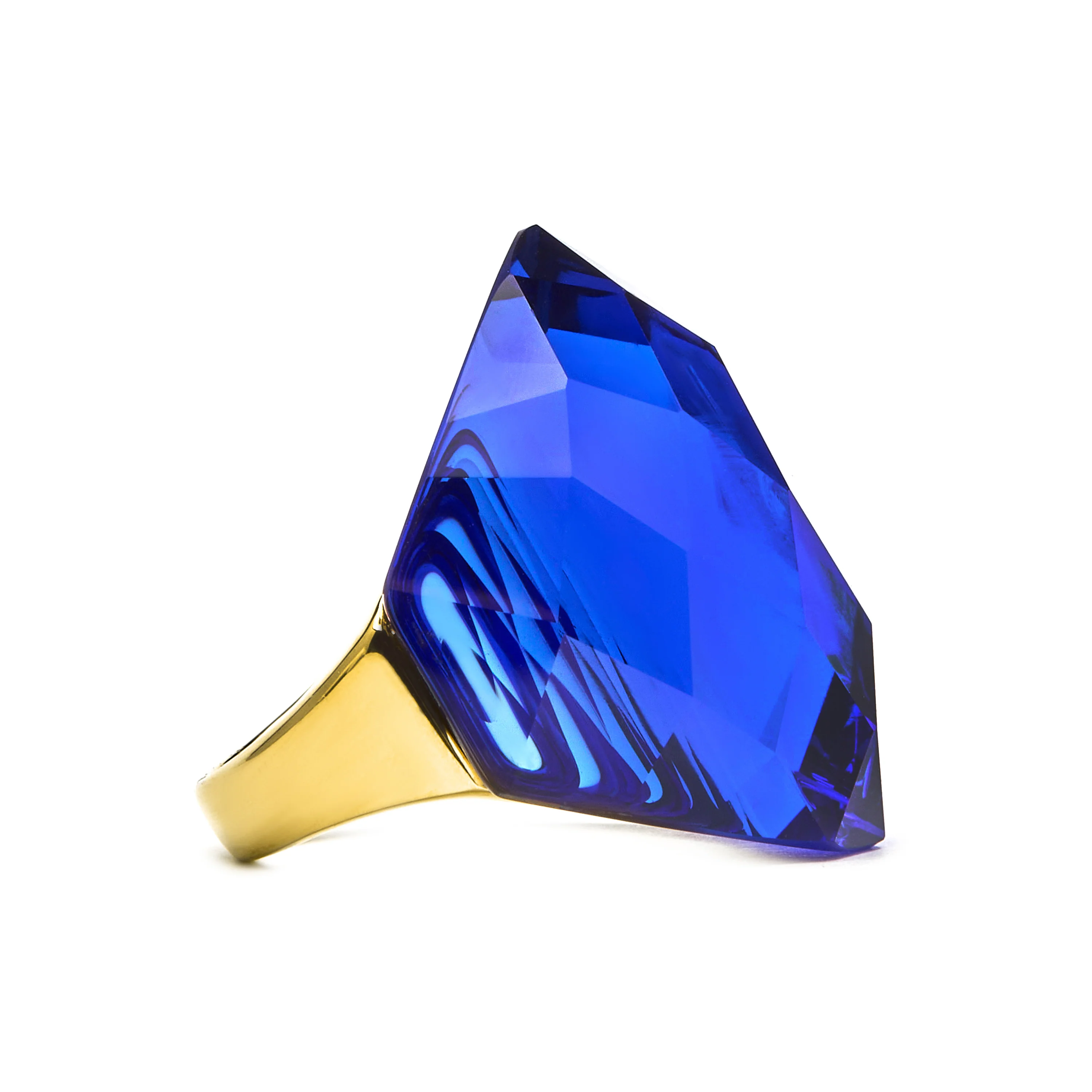 Anillo de Cuarzo Hidrotermal Lapislazuli acabado en oro amarillo 18K - Konsil - Image 3