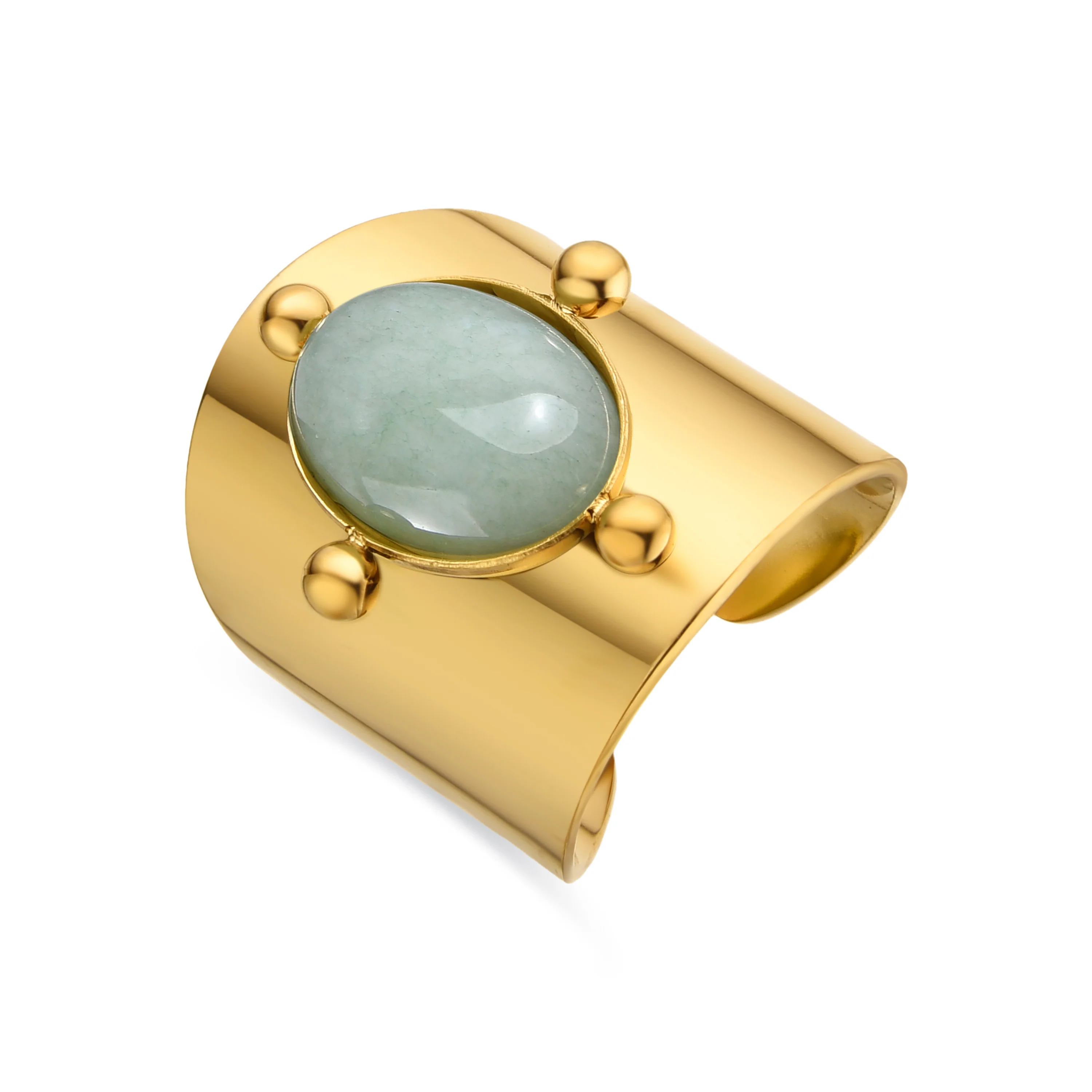 Anillo con Amazonita acabado oro 18k - Kumora